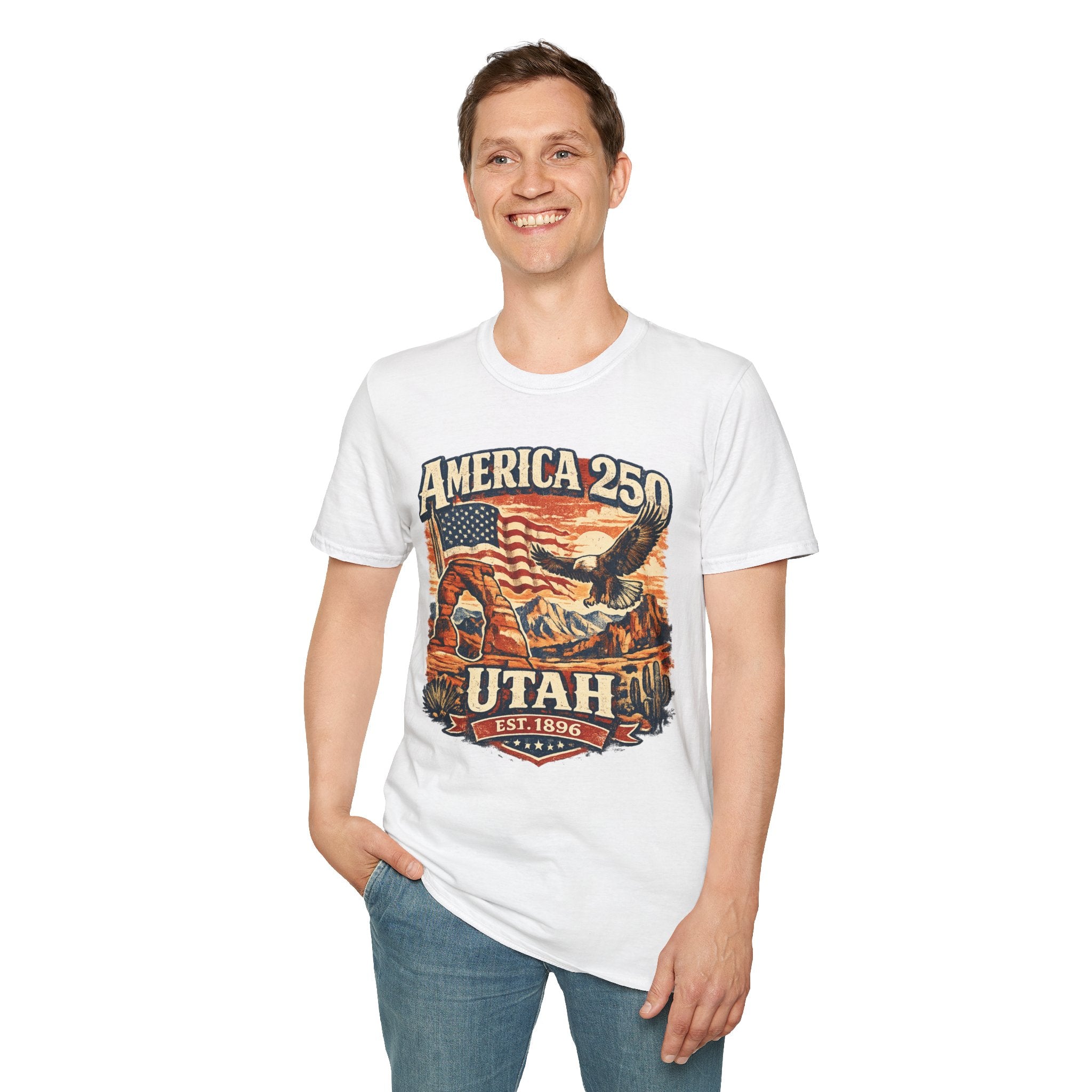 America 250 Utah Shirt — Patriotic Desert Eagle Graphic Tee