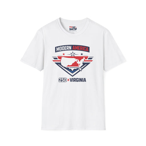 America 250 Modern America Virginia T-Shirt — Retro State Map Patriotic Tee