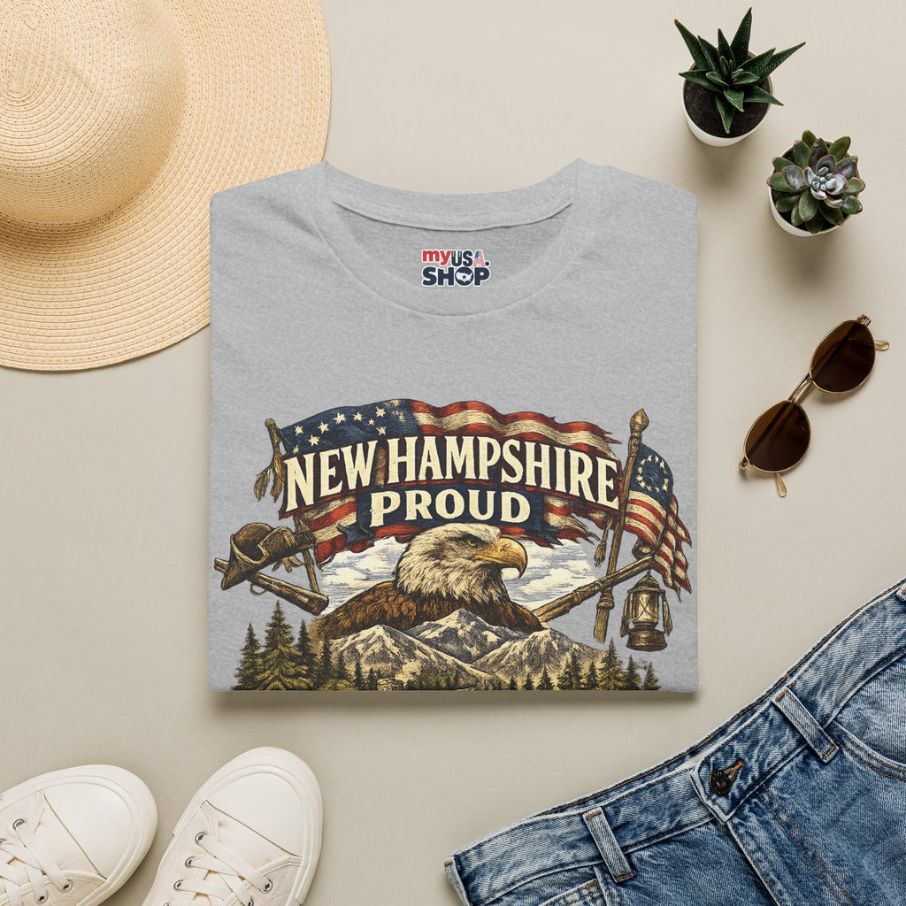 America 250 New Hampshire Proud T-Shirt — Patriotic Eagle State Tee