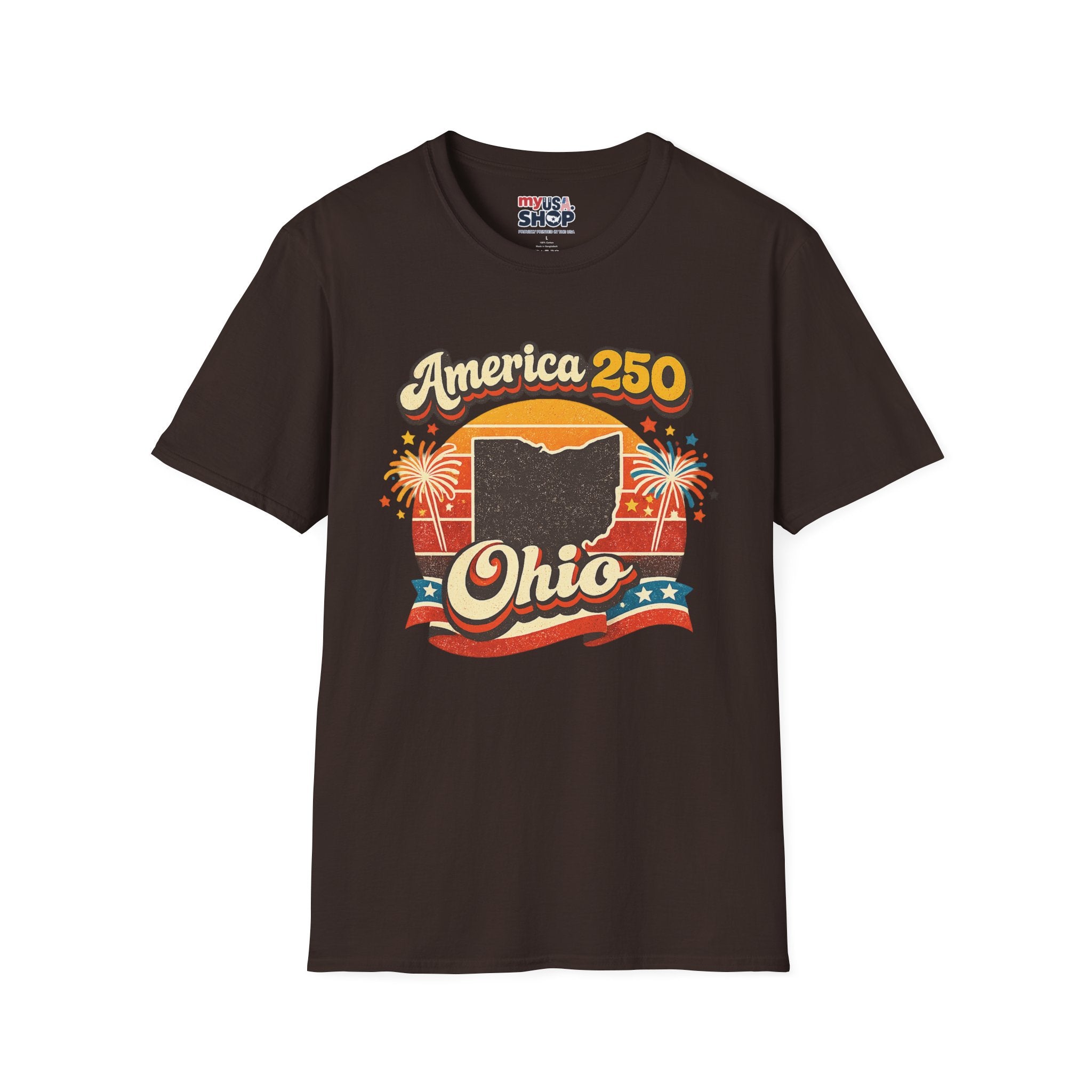 America 250 Ohio T‑Shirt — Retro Fireworks Bicentennial Celebration Tee