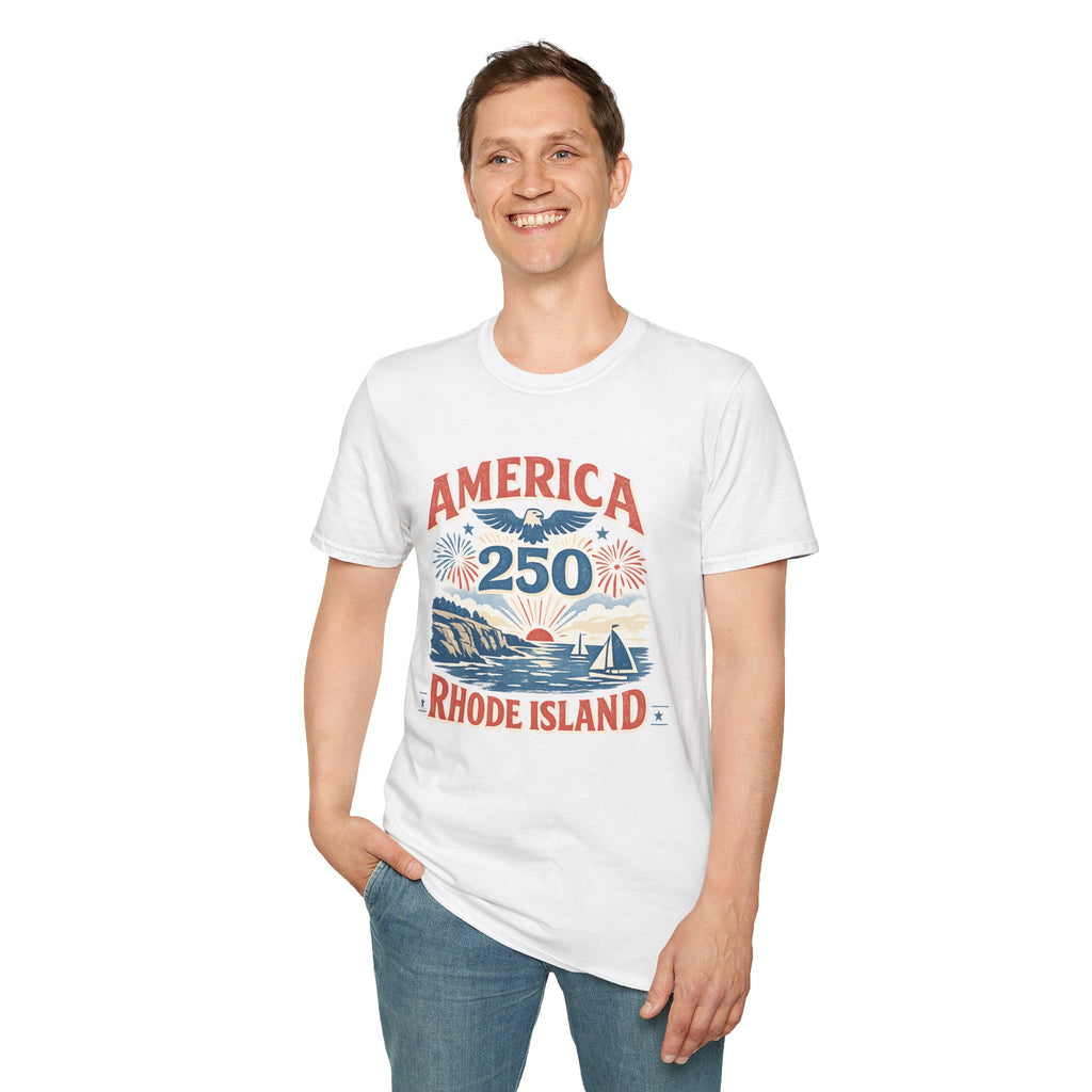 America 250 Rhode Island Shirt — Coastal Fireworks Patriotic Tee