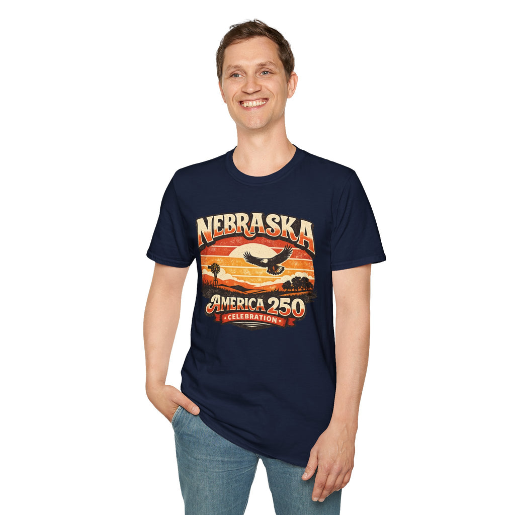 Nebraska America 250 Retro Sunset T-Shirt