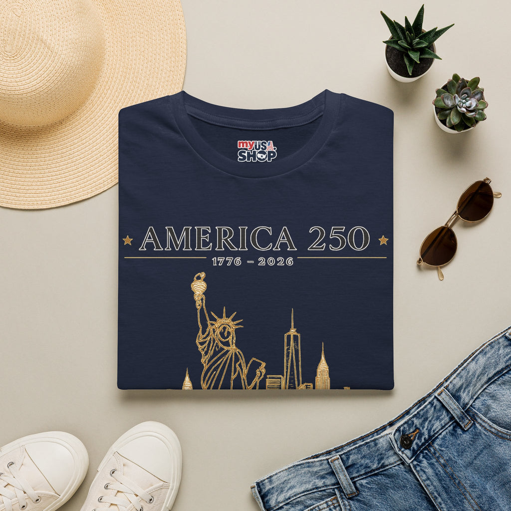 America 250 — USA Commemorative Tee (New York Statue of Liberty Design)