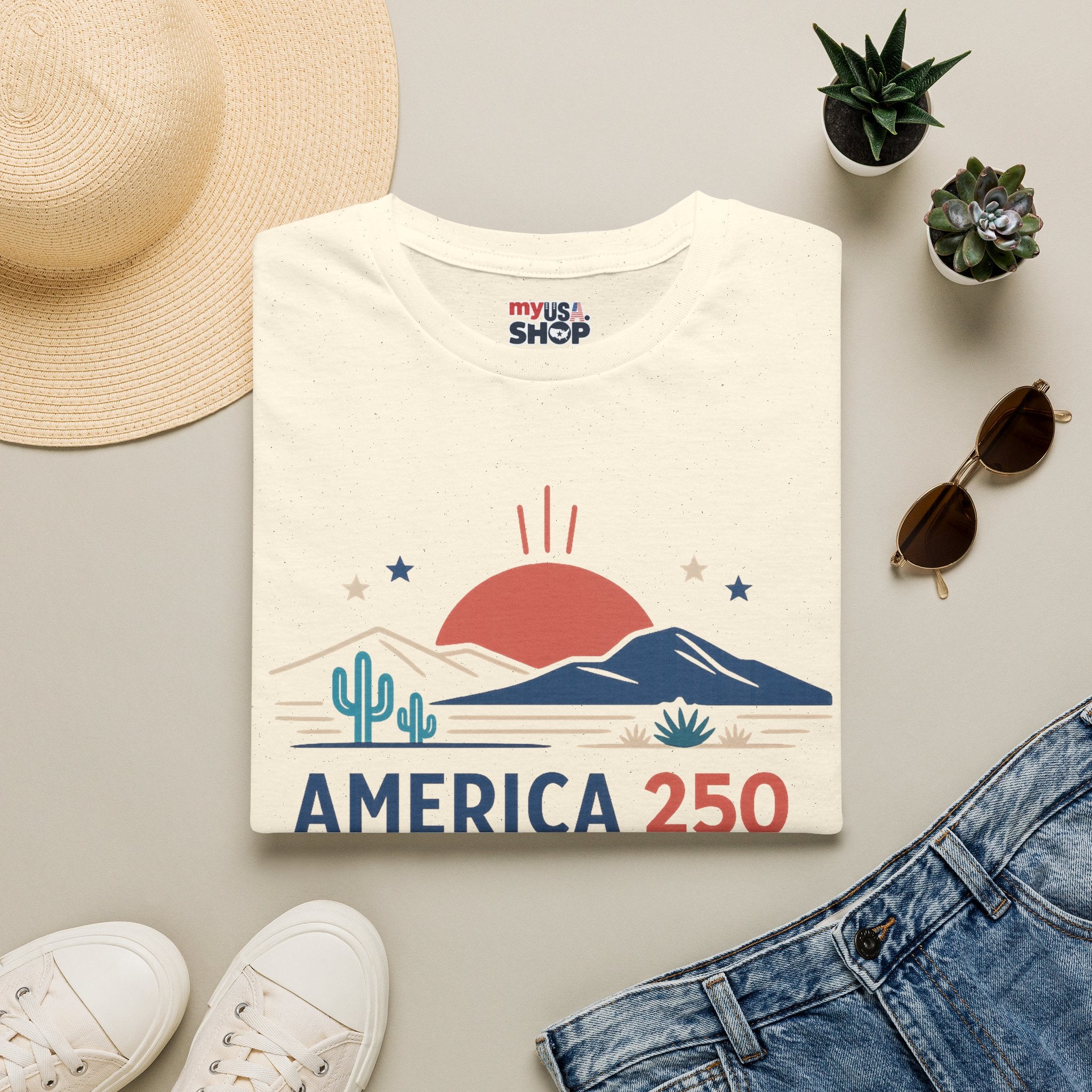 America 250 T-Shirt — New Mexico Desert Sunrise Graphic Tee
