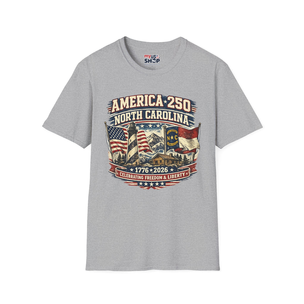America 250 North Carolina T-Shirt — 1776–2026 Patriotic State Pride Tee