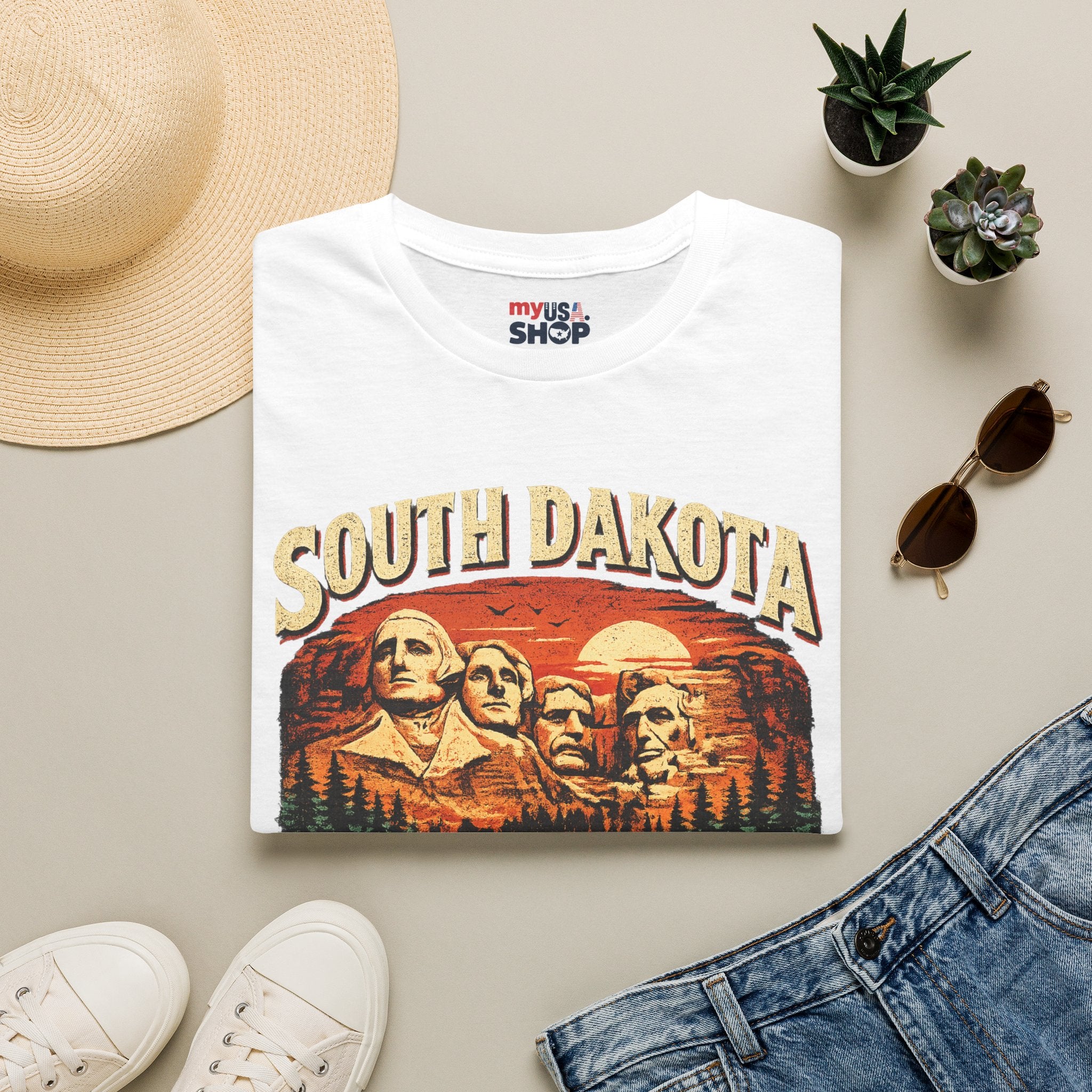America 250 South Dakota Shirt — Sunset Mount Rushmore Celebration Tee