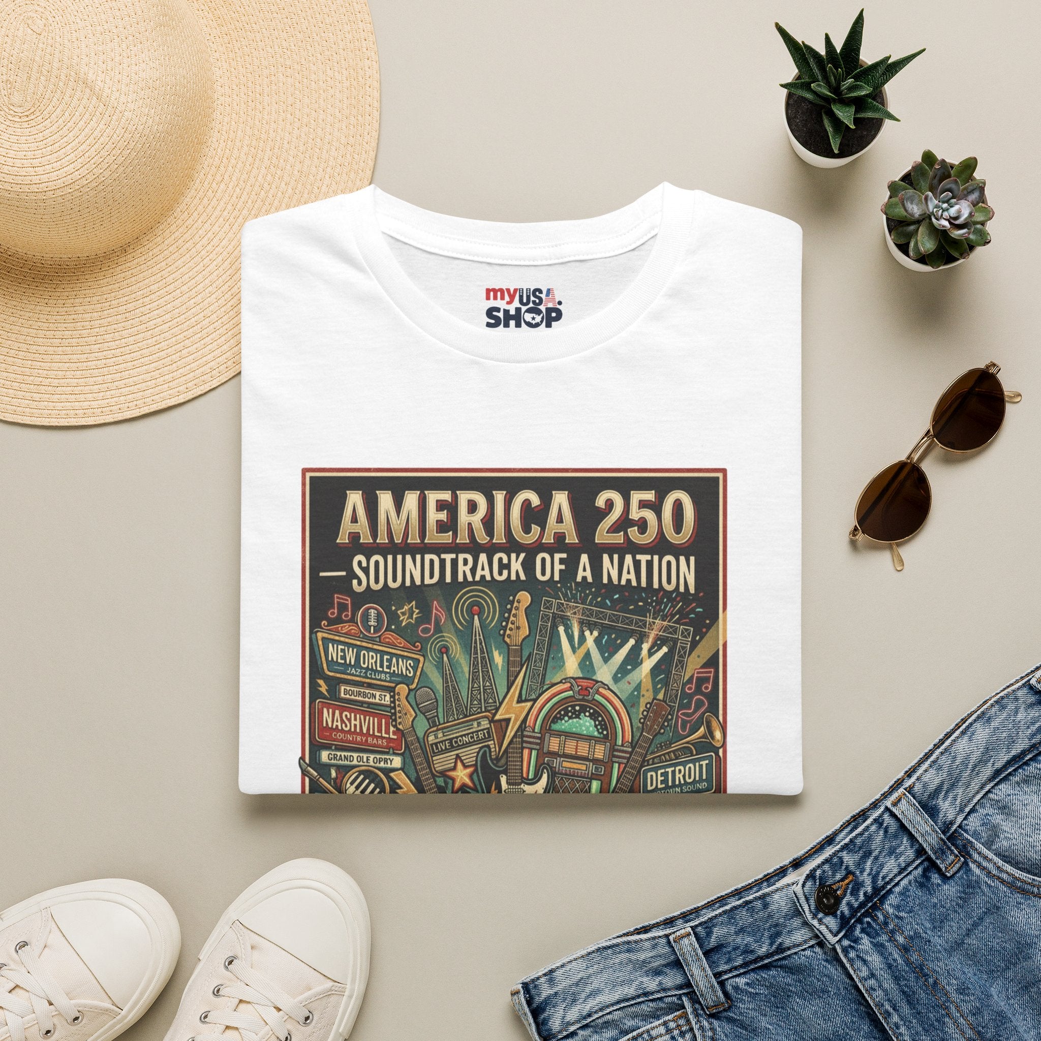 America 250 "Soundtrack of a Nation" T-Shirt — Patriotic Music Festival Tee Pop Culture