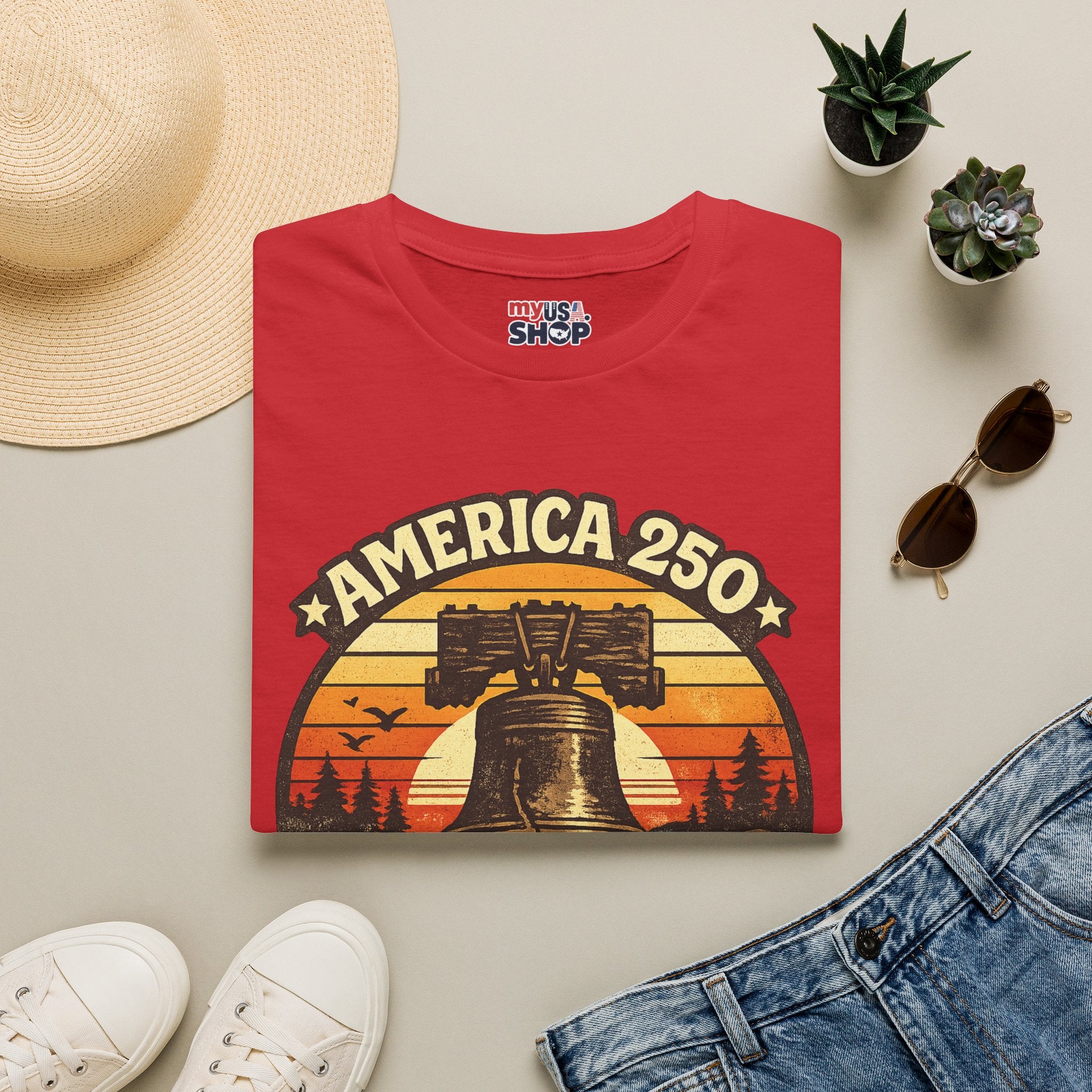 Pennsylvania America 250 Shirt — Retro Sunset Liberty Bell Graphic Tee