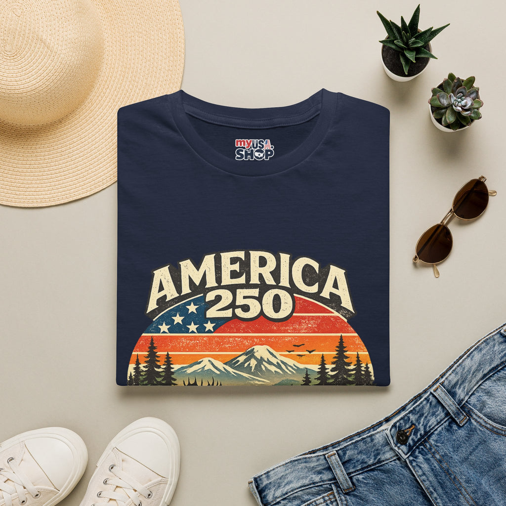 America 250 Oregon Shirt — Retro Wildlife Sunset Graphic Tee