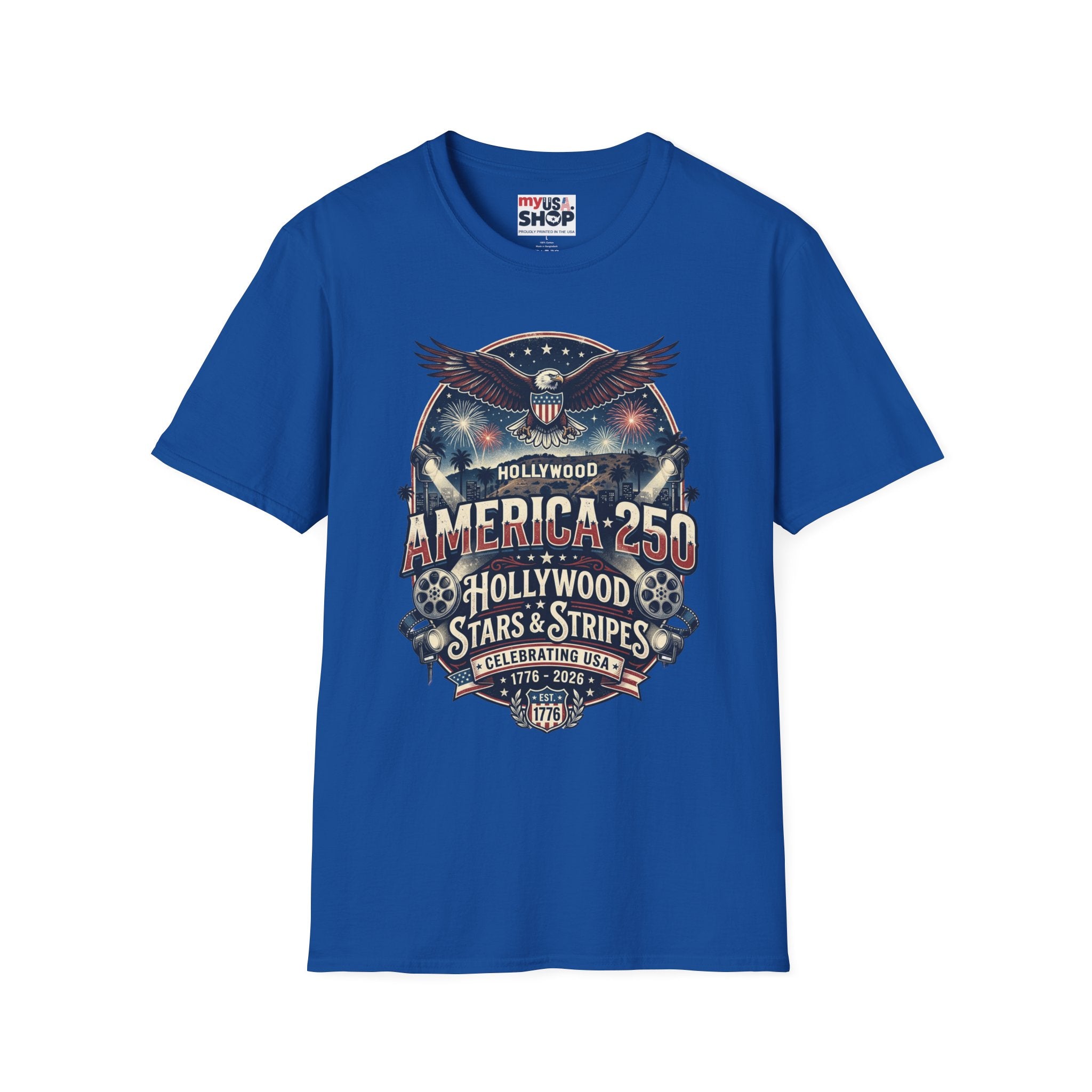 America 250 Graphic T-Shirt — Hollywood Stars & Stripes Eagle Design