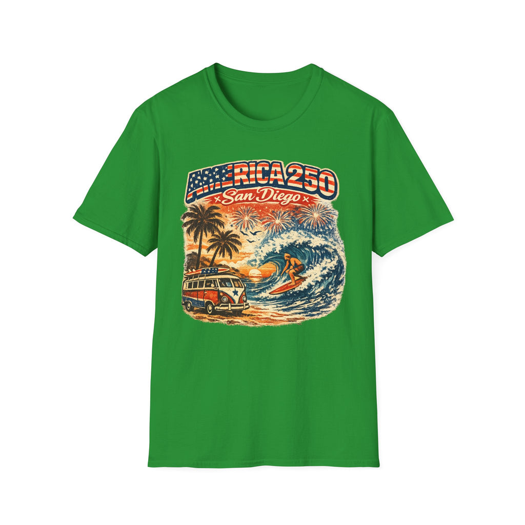 America 250 San Diego California Vintage Surf Tee