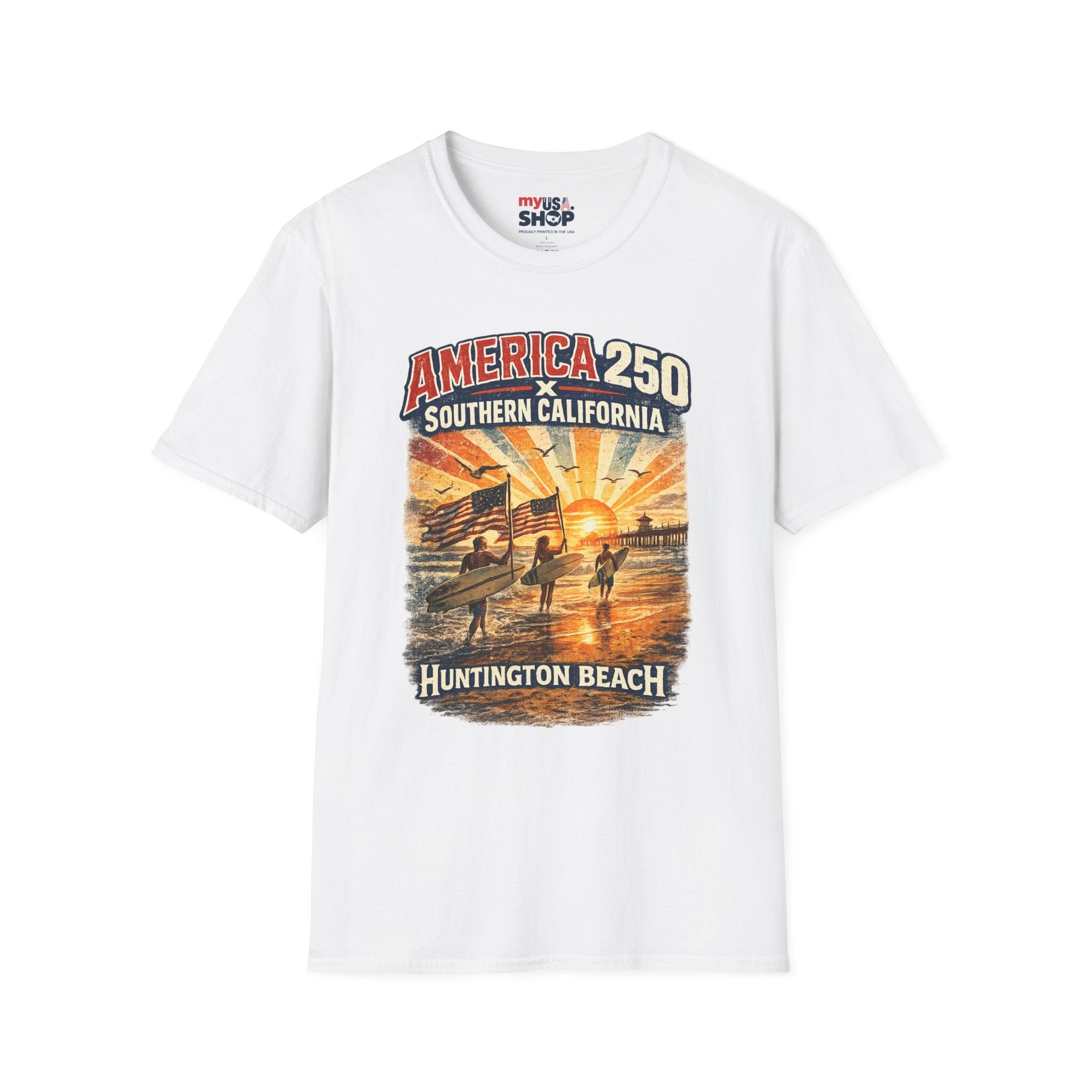 America 250 Southern California Huntington Beach Vintage Tee