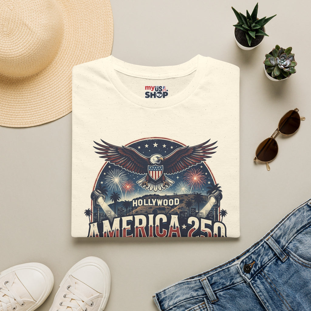 America 250 Graphic T-Shirt — Hollywood Stars & Stripes Eagle Design
