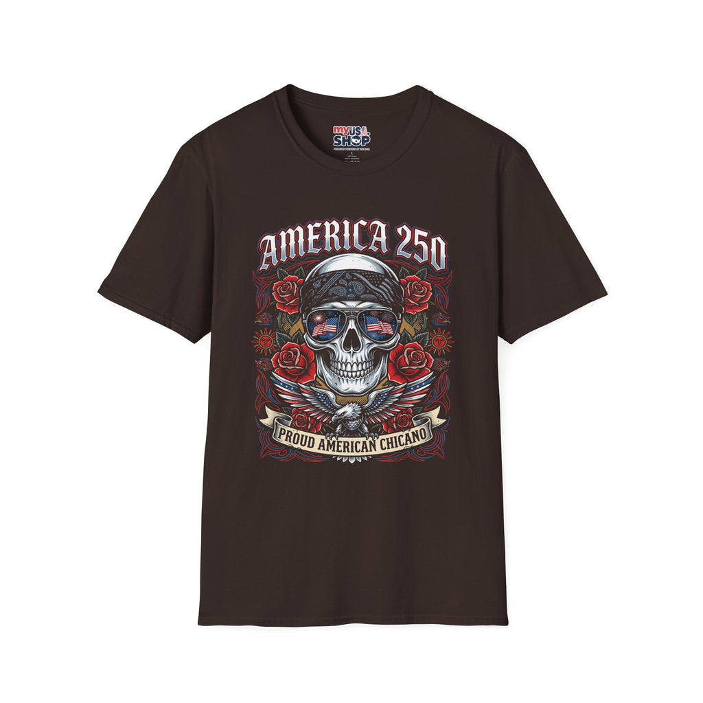 America 250 Chicano Skull– Patriotic Sugar Skull with Roses