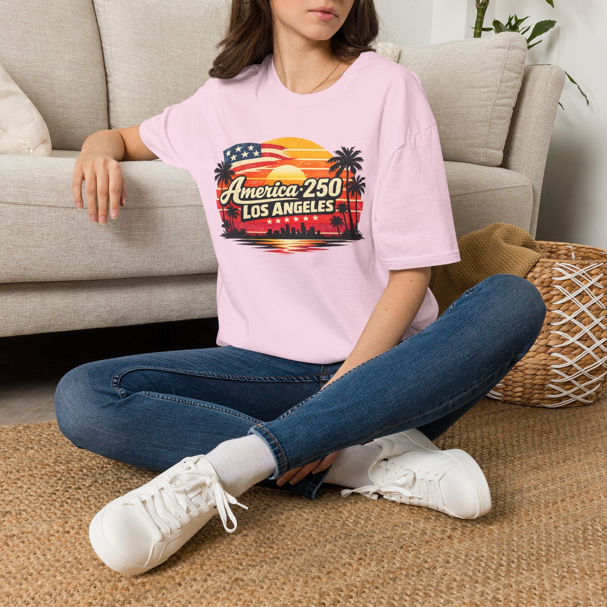America 250 Los Angeles Retro Sunset California Tee