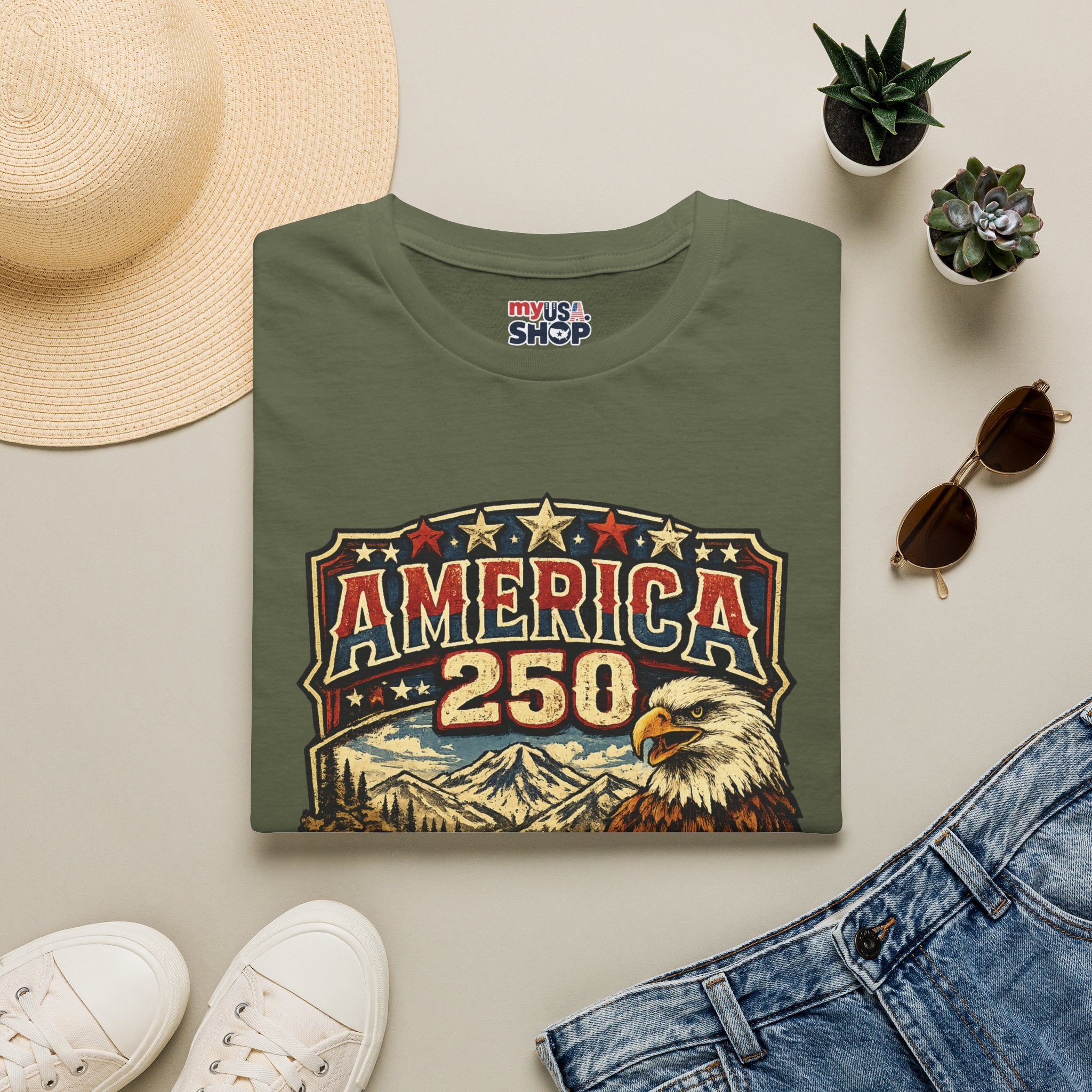 America 250 Oregon  Shirt — Heritage Eagle Americana Crest Tee