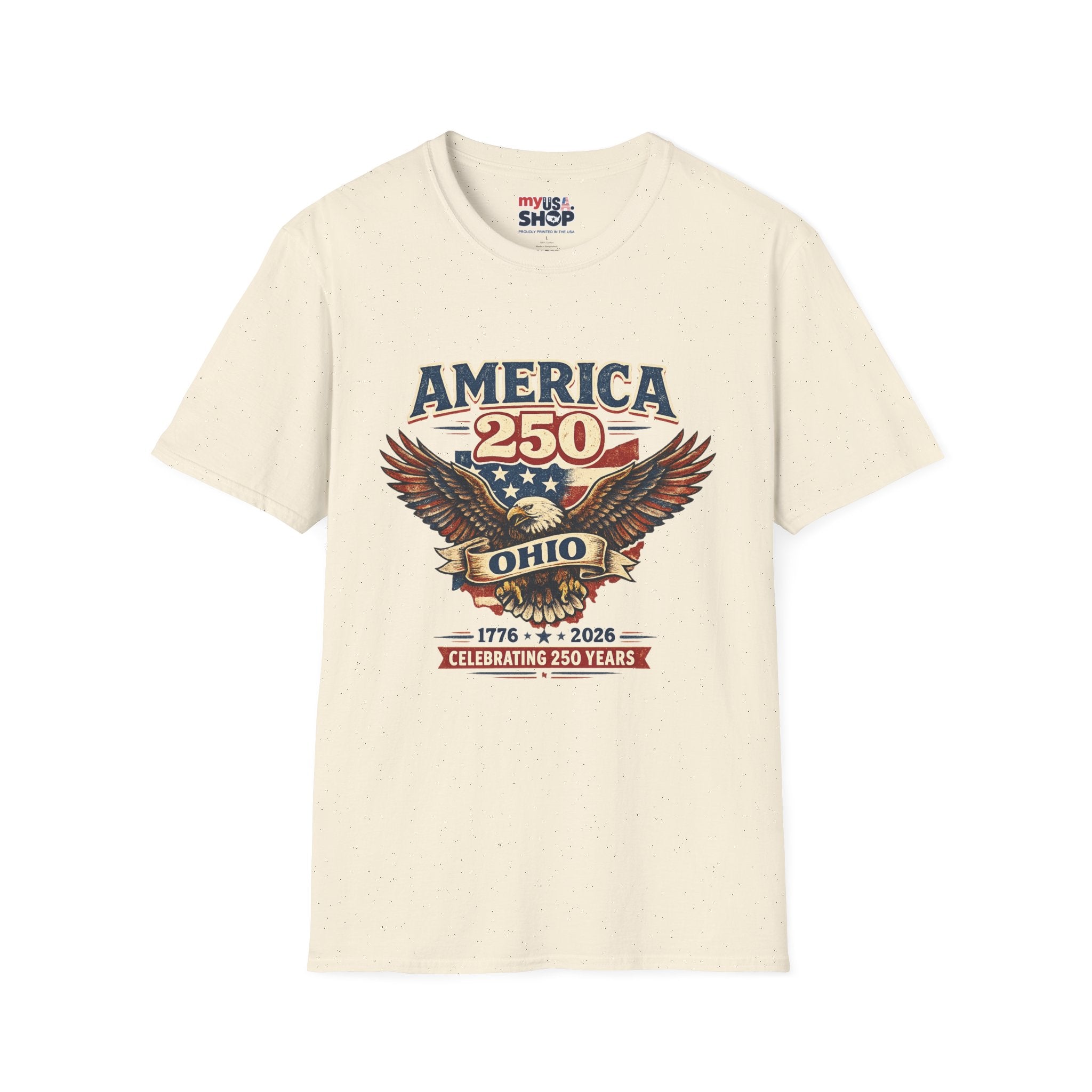 America 250 – Ohio Eagle Ribbon 1776–2026 Vintage Tee Desig