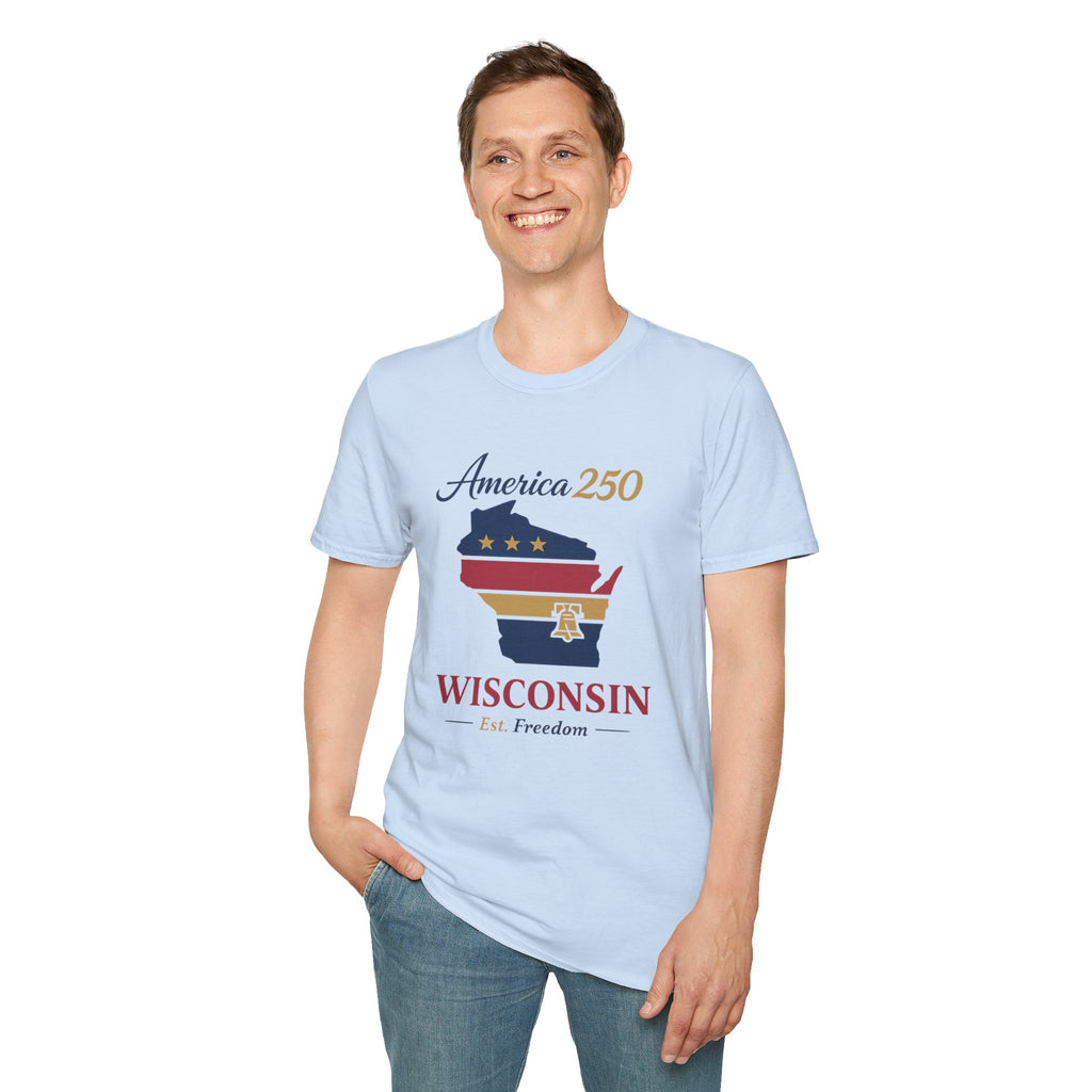America 250 Wisconsin T-Shirt – Patriotic USA State Tee