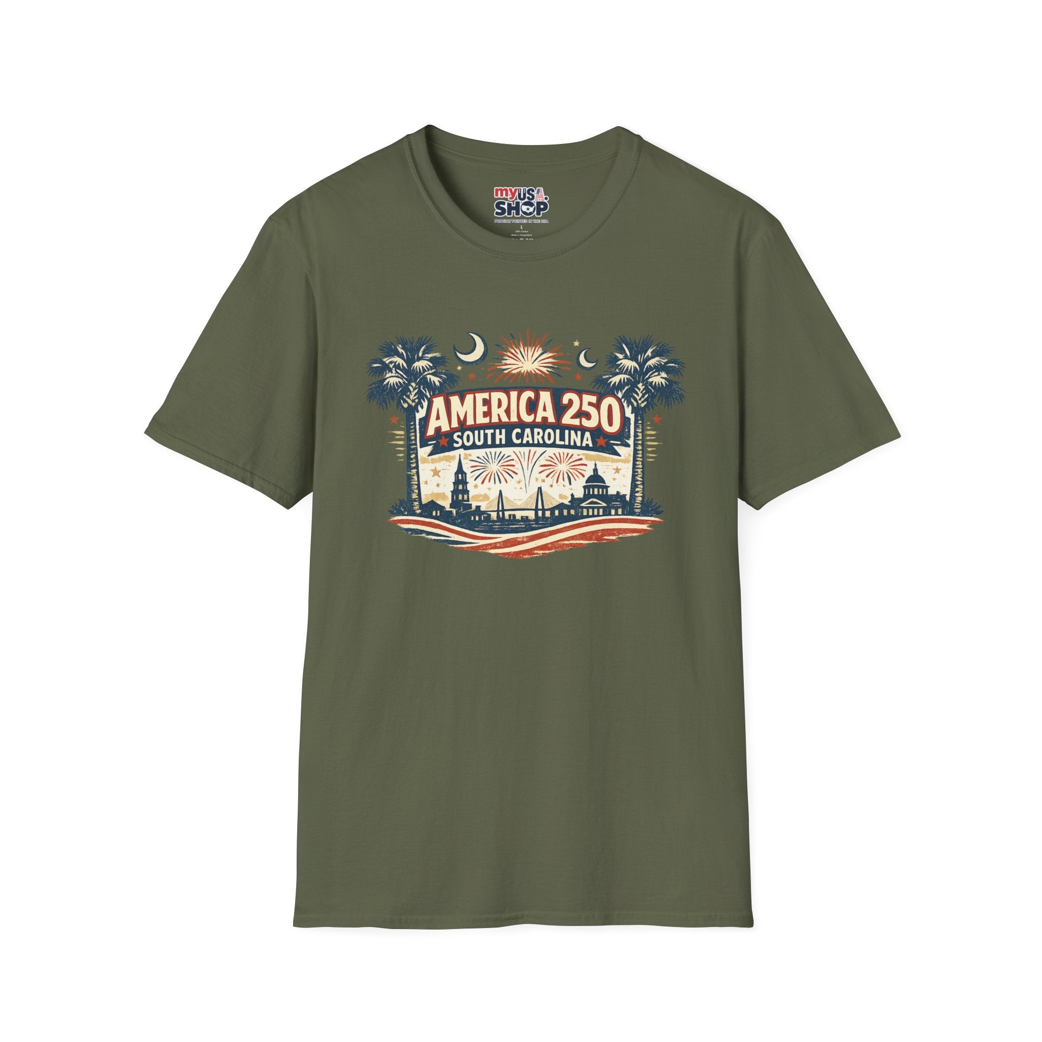 America 250 South Carolina T-Shirt — Palmetto Fireworks Celebration Tee