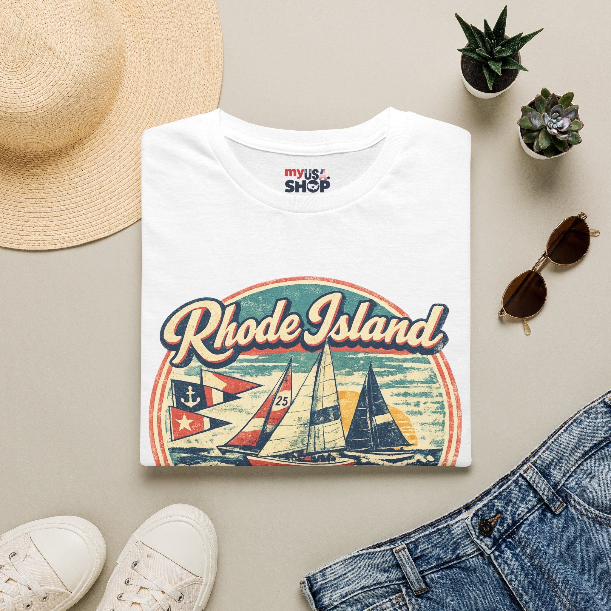 Rhode Island America 250 Shirt — Vintage Sailing Regatta Graphic Tee
