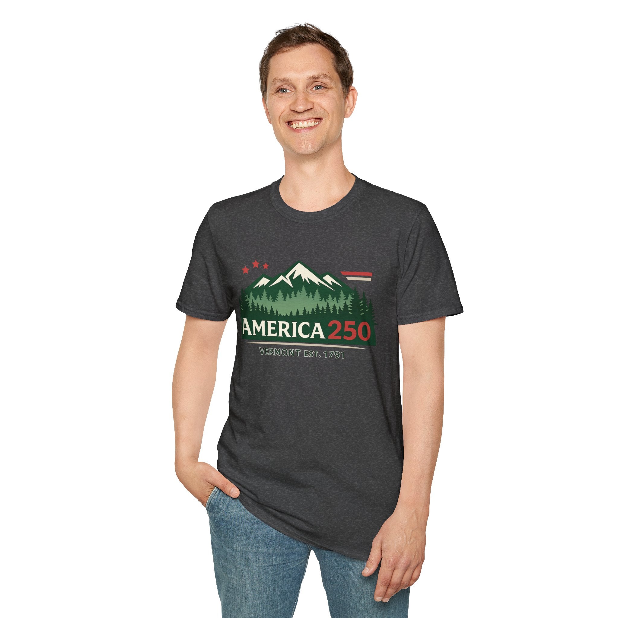 America 250 – Vermont Est. 1791 Mountain Star Vintage Tee Design