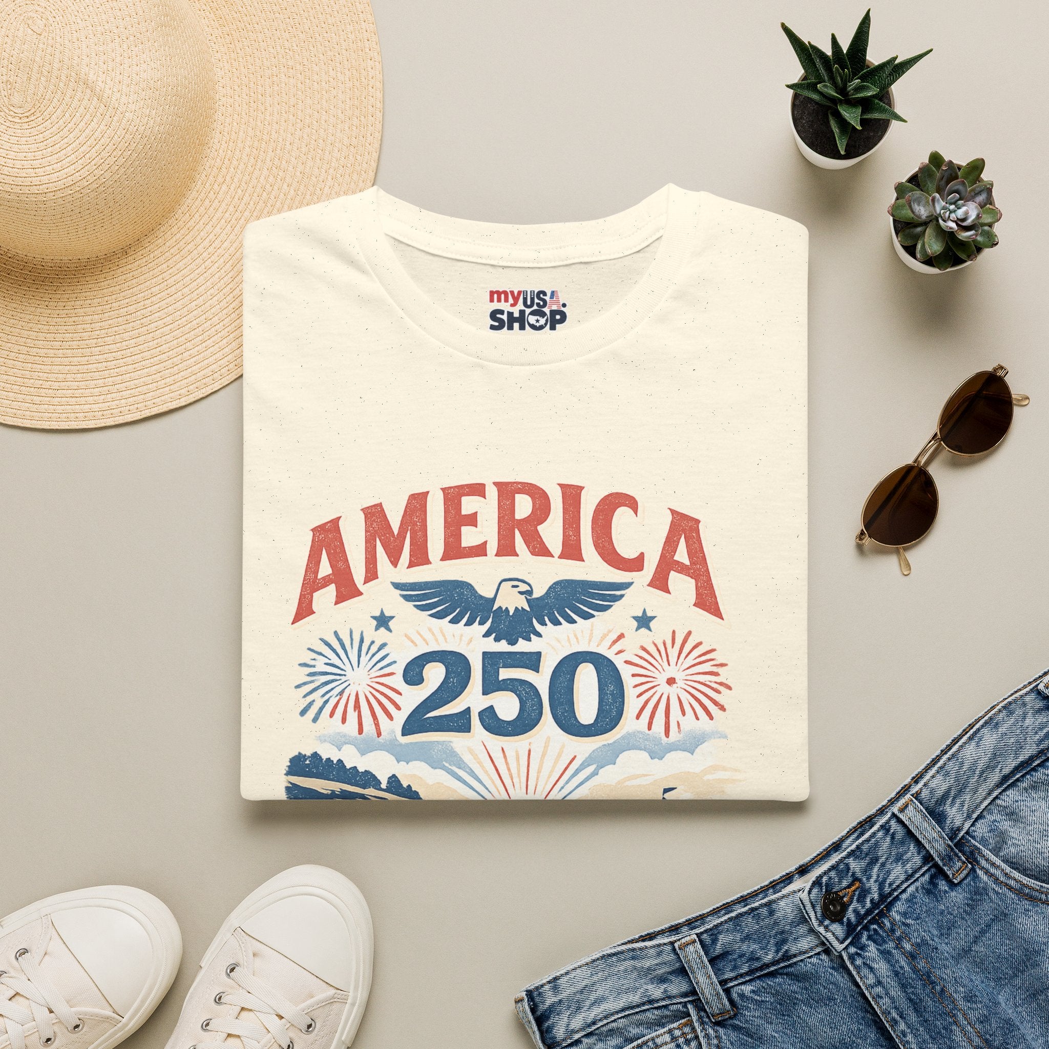 America 250 Rhode Island Shirt — Coastal Fireworks Patriotic Tee