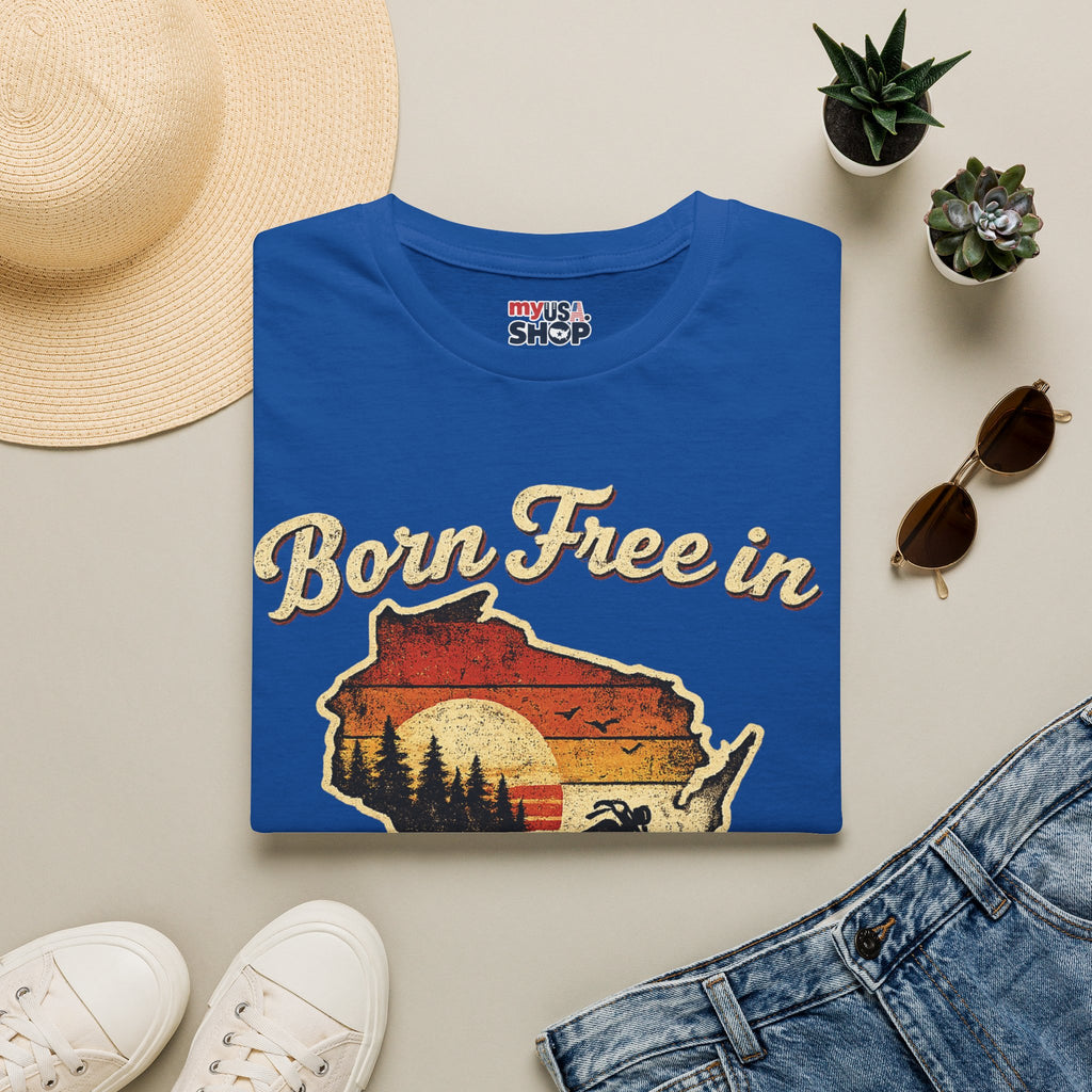 Wisconsin Vintage "Born Free in" T-Shirt - America 250 Tee