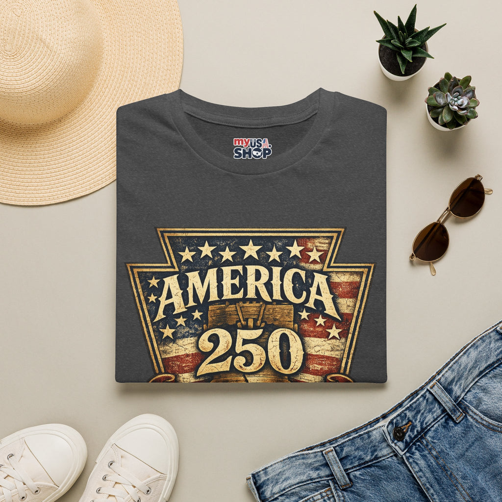 Pennsylvania America 250 Shirt — Keystone State Vintage Badge Graphic Tee