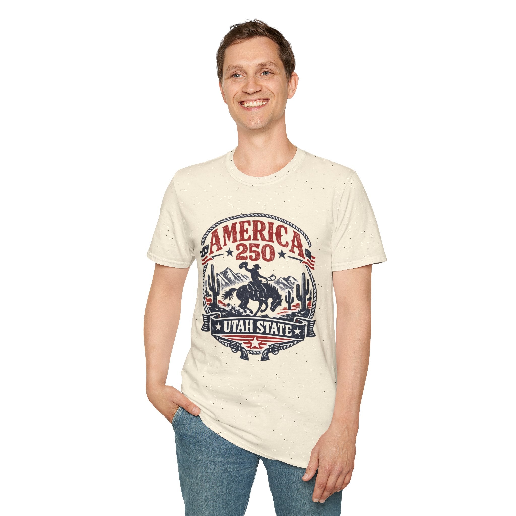 America 250 Utah State Shirt — Retro Rodeo Freedom Graphic Tee
