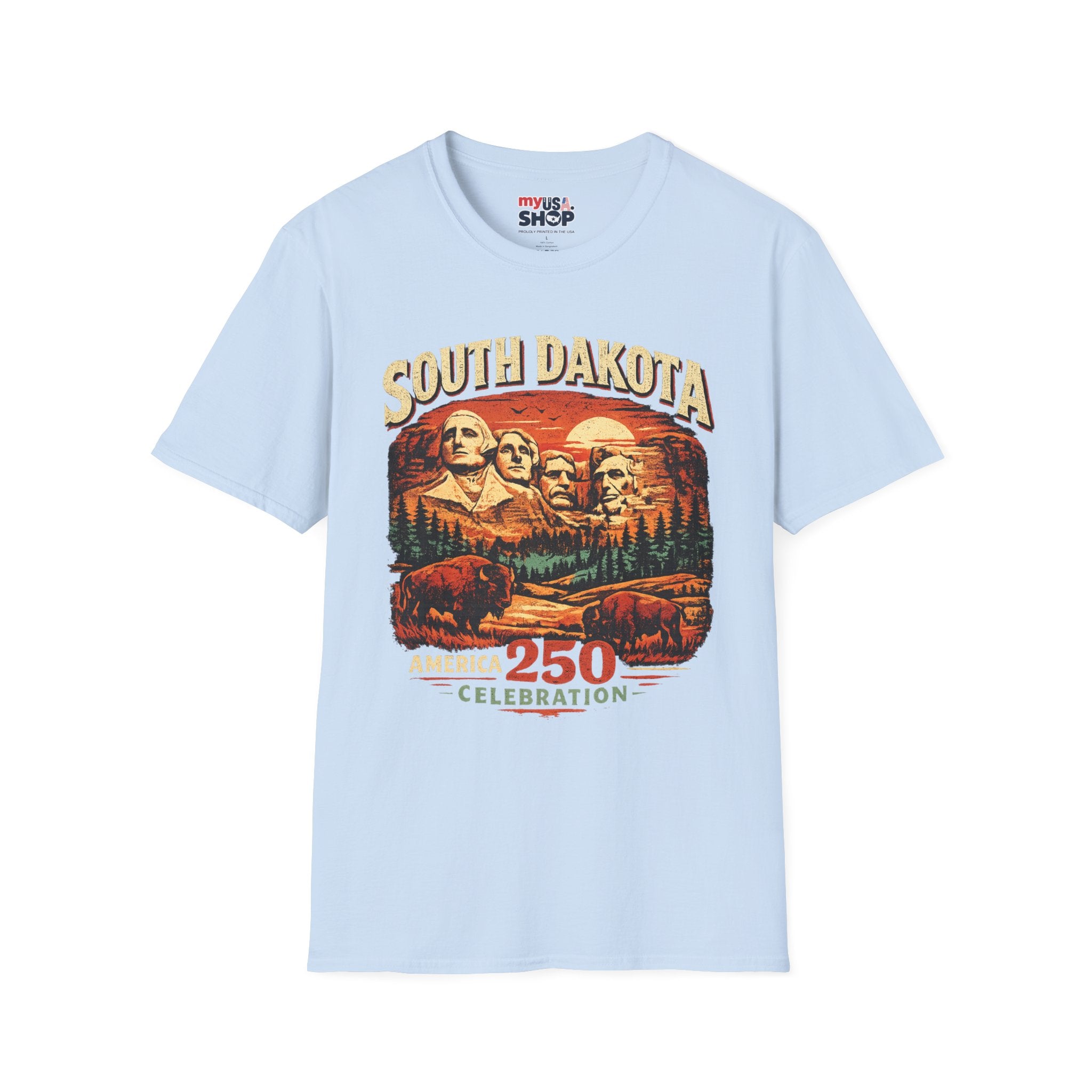 America 250 South Dakota Shirt — Sunset Mount Rushmore Celebration Tee