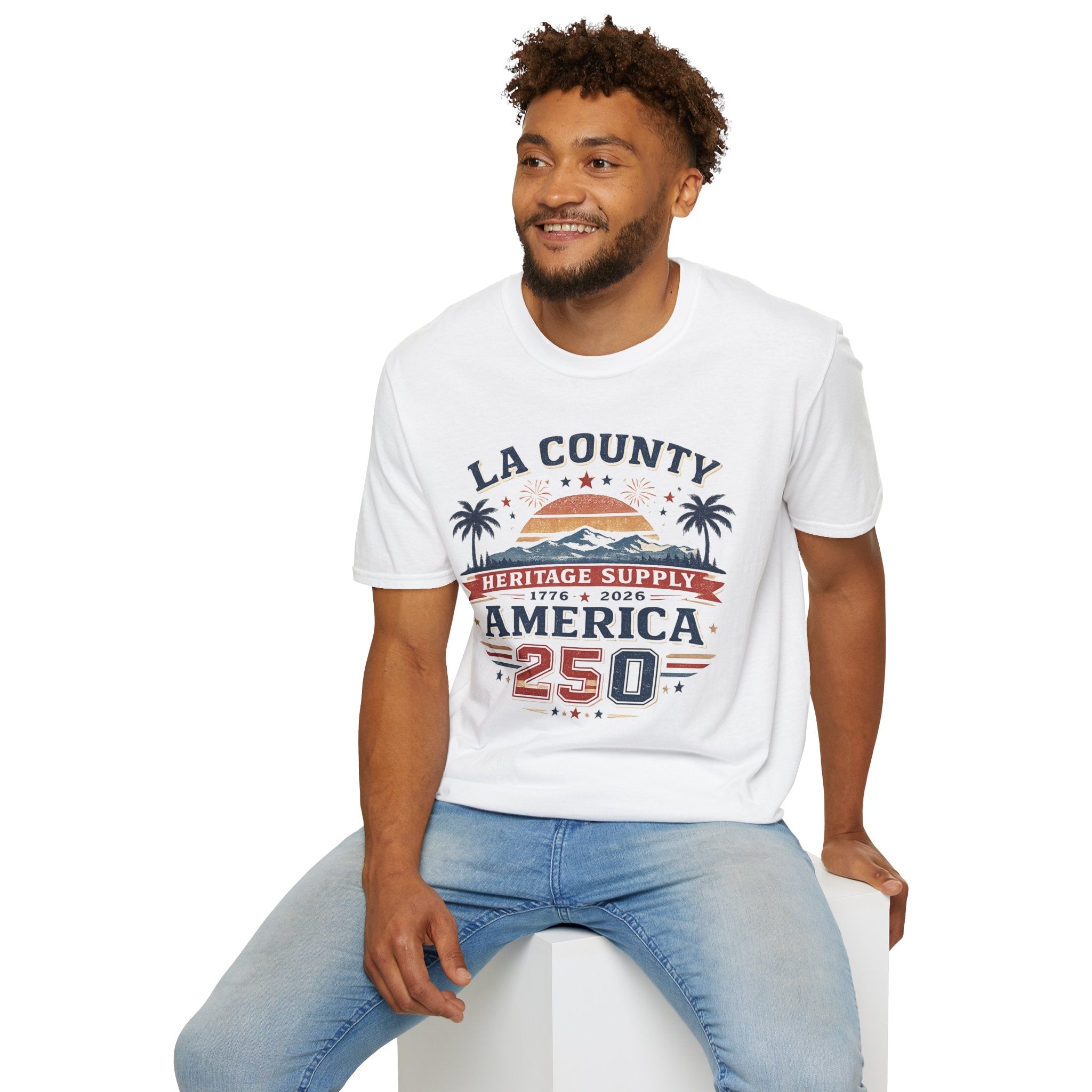LA County Heritage Supply America 250 T-Shirt — 1776–2026 Vintage Sunset Tee