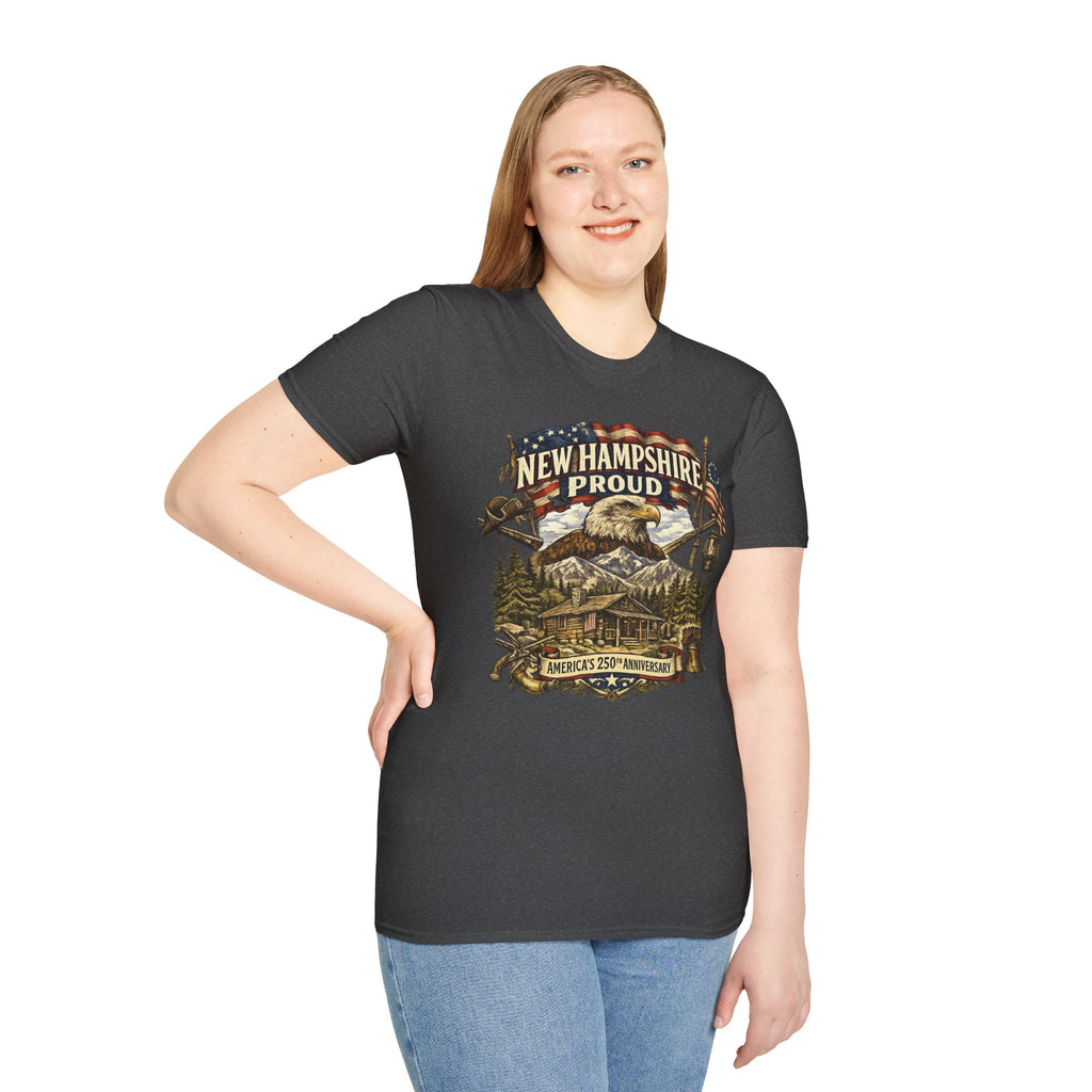 America 250 New Hampshire Proud T-Shirt — Patriotic Eagle State Tee