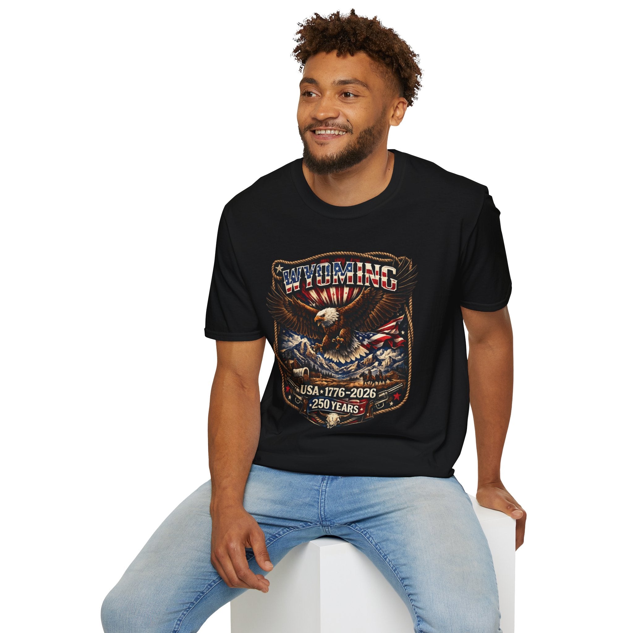 Wyoming Eagle T-Shirt — Patriotic America 250th Anniversary Graphic Tee