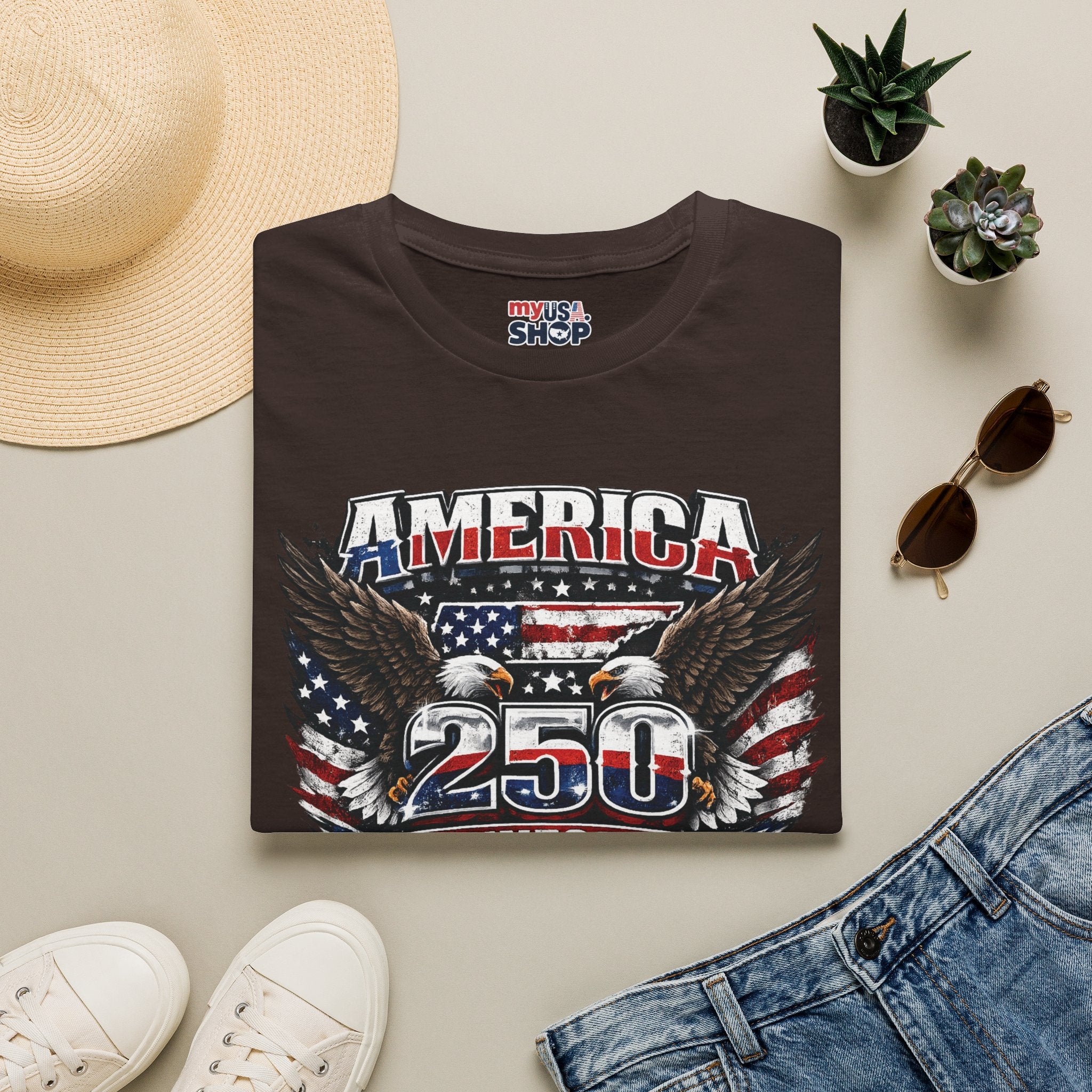 America 250 Tennessee T-Shirt — Vintage Patriotic Eagle Graphic Tee