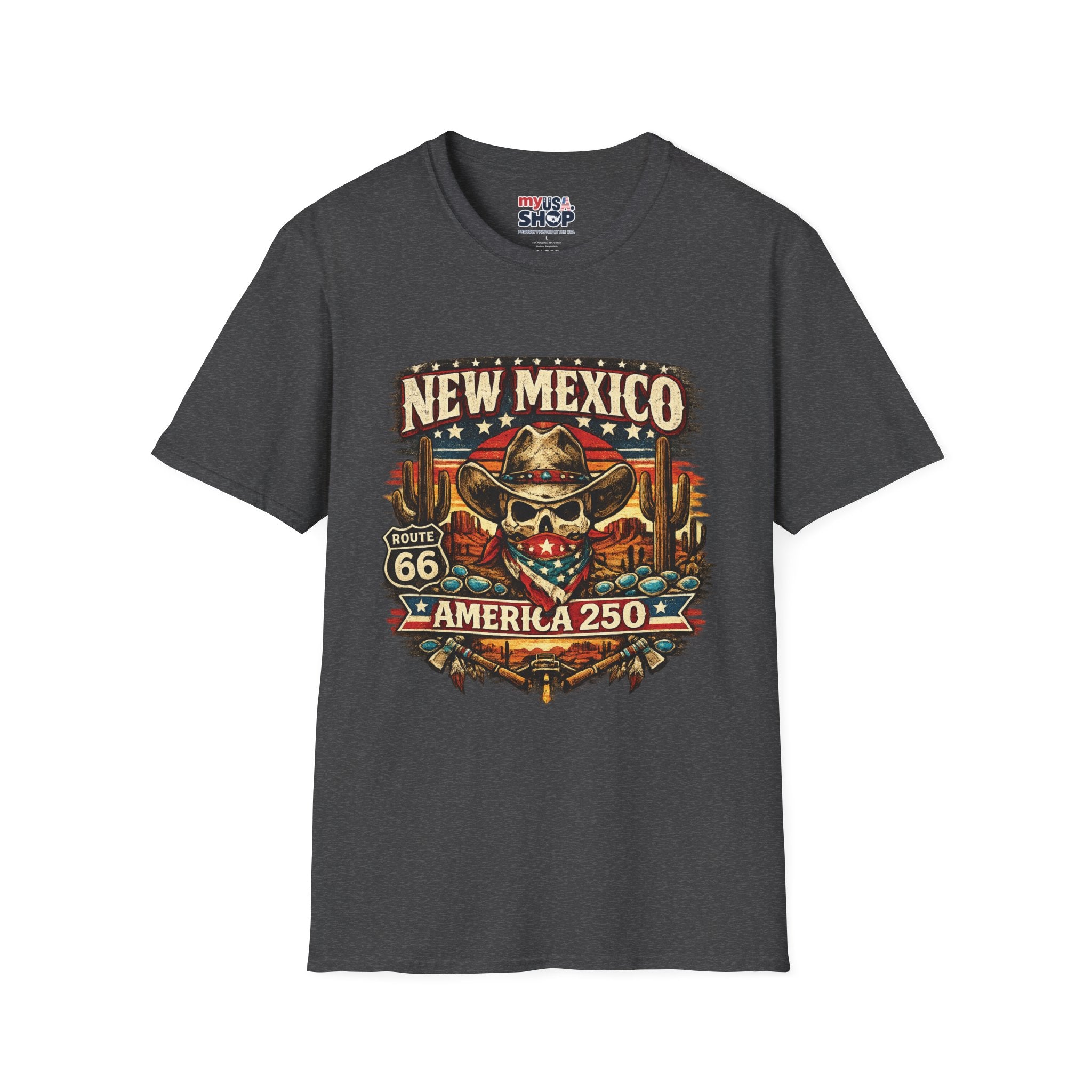 America 250 x New Mexico Skull Cowboy — Vintage Route 66 Desert