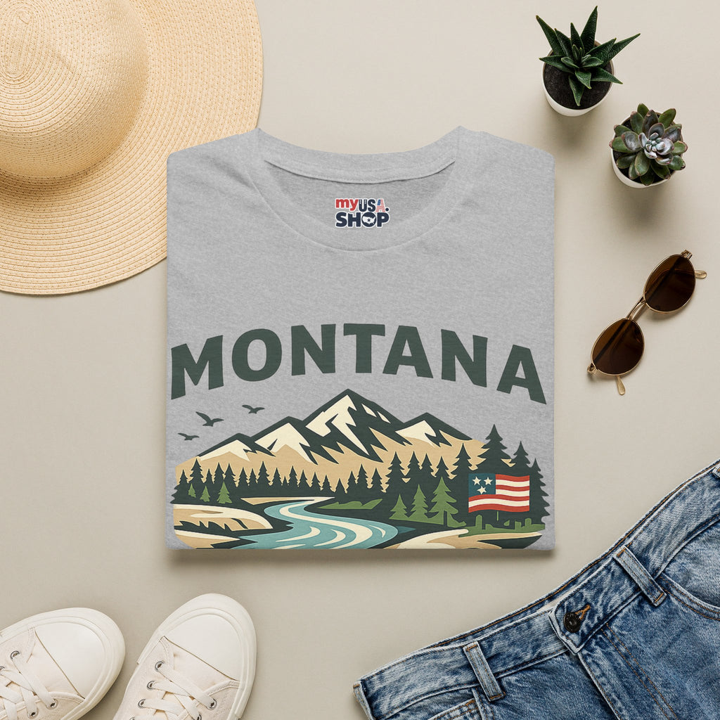 America 250 x Montana Mountain Scenic T-Shirt — Retro Nature Design