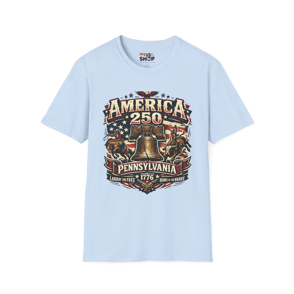 America 250 Pennsylvania TShirt — Western Rodeo Liberty Bell Graphic Tee