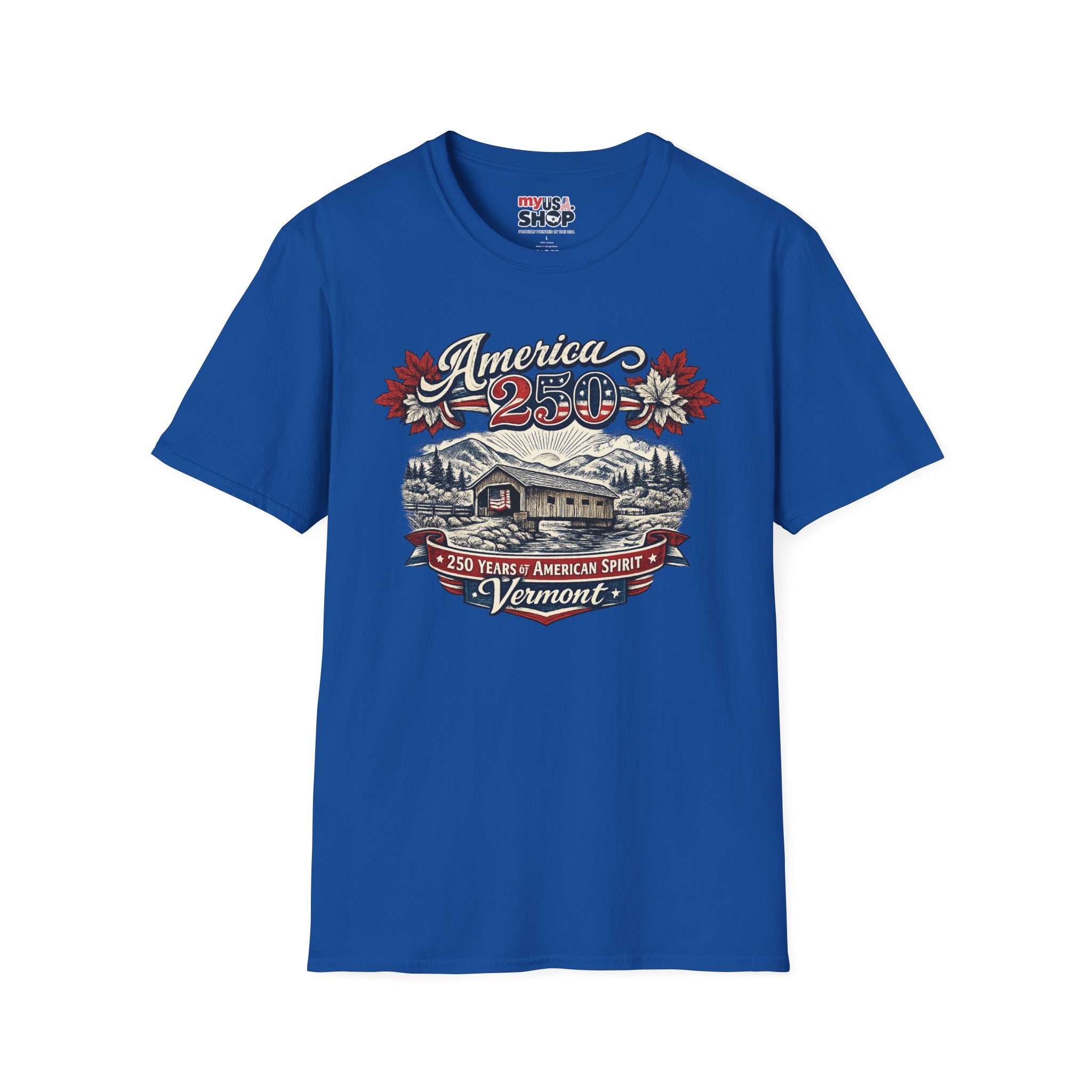 America 250 Vintage T-Shirt — Vermont Patriotic Vermont Mountains Tee
