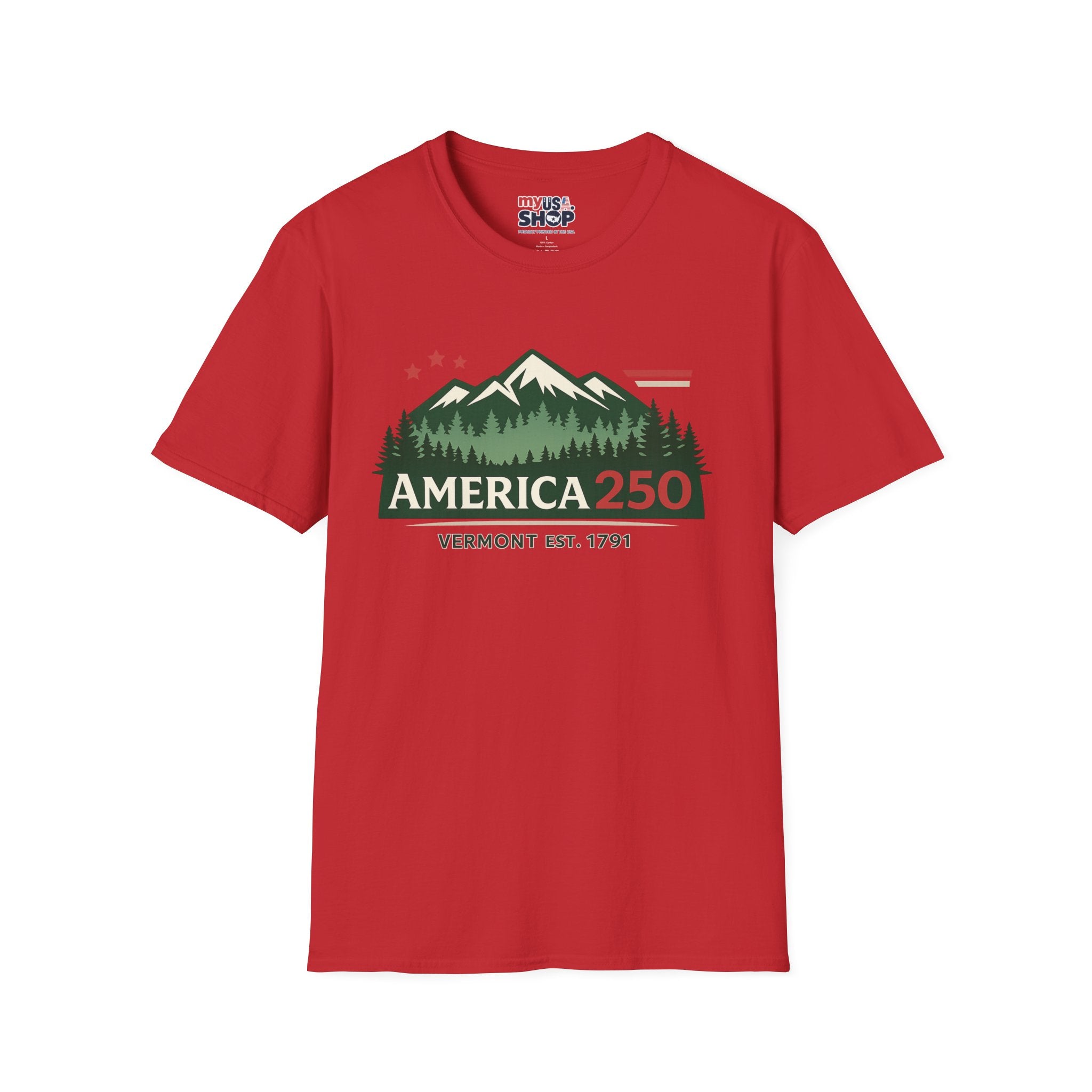 America 250 – Vermont Est. 1791 Mountain Star Vintage Tee Design