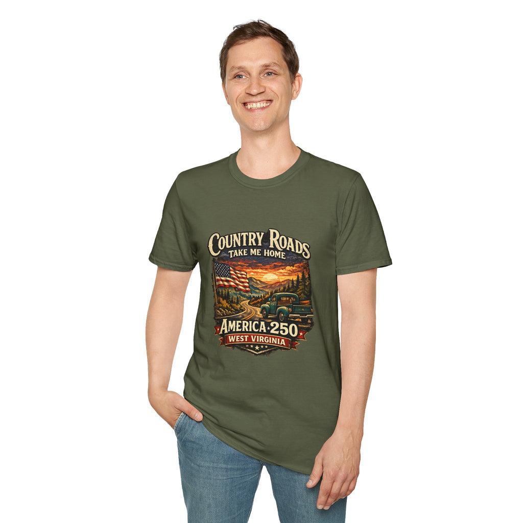 America 250 T-Shirt — "Take Me Home" West Virginia Scenic Graphic Tee