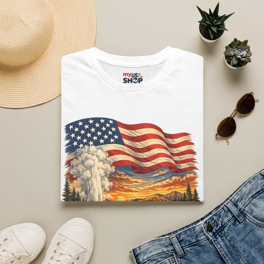 America 250 T-Shirt — Vintage Wyoming Yellowstone Design