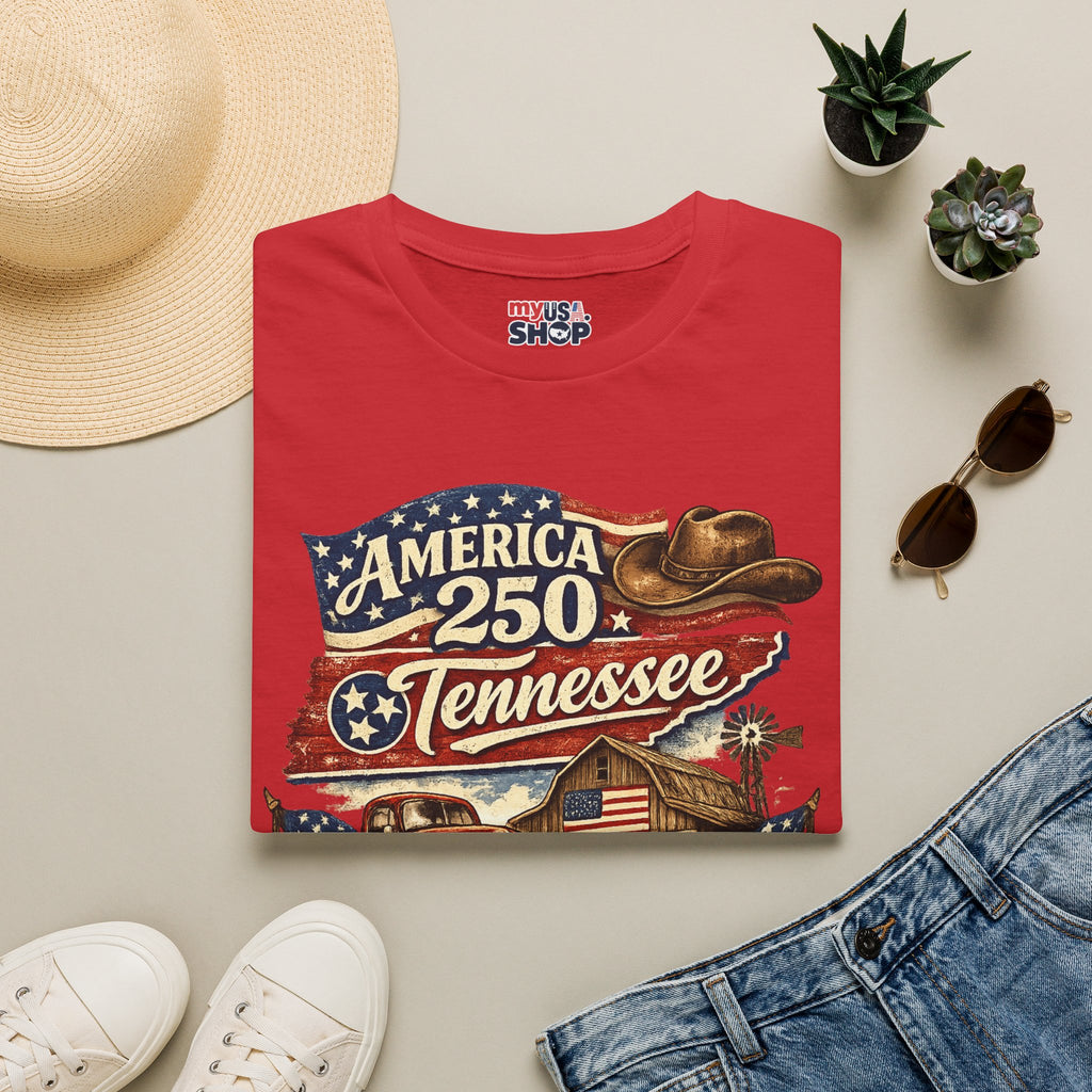 America 250 Tennessee T-Shirt — Celebrating Faith Freedom Heritage Graphic Tee