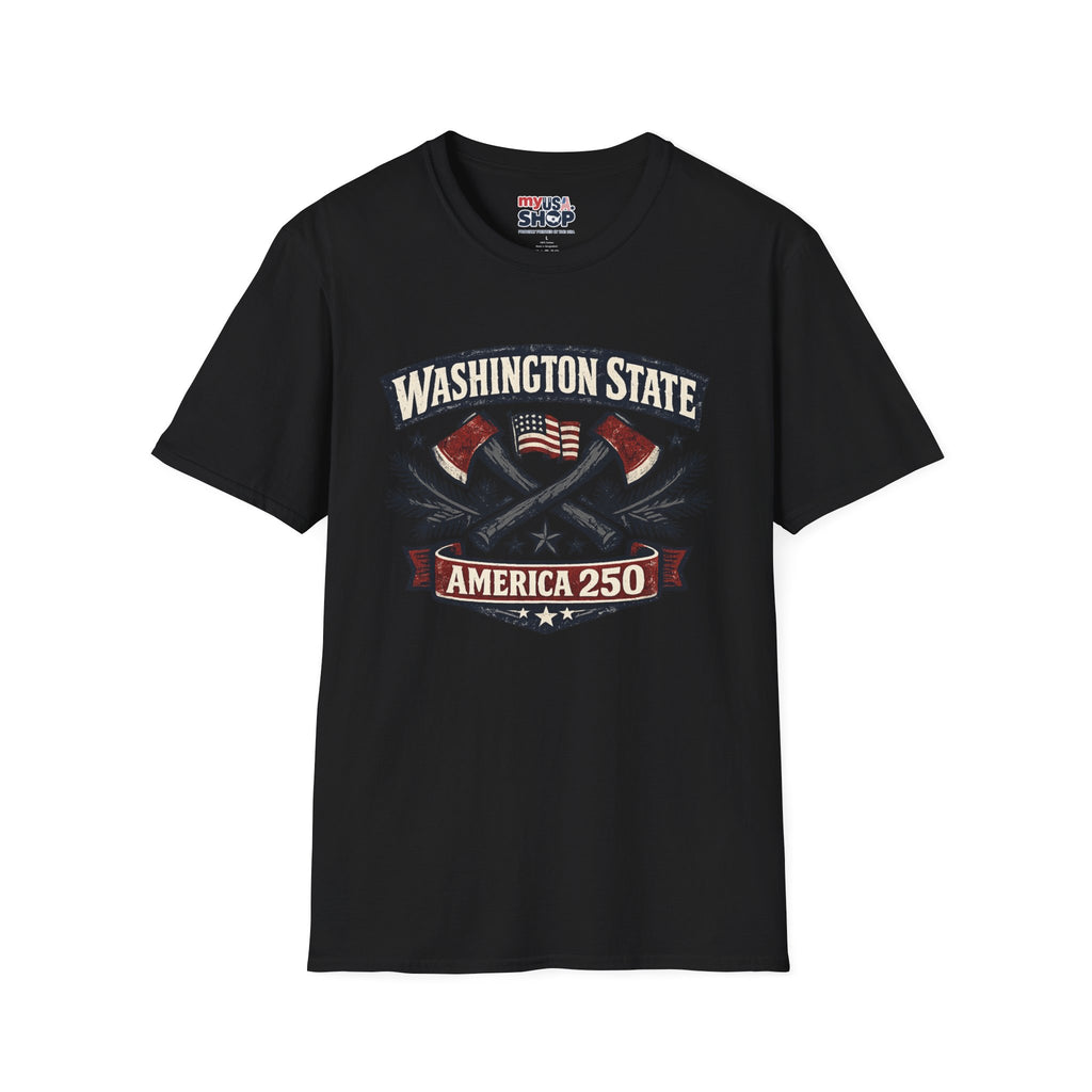 America 250 Washington State T-Shirt —  Axes Retro Graphic Tee
