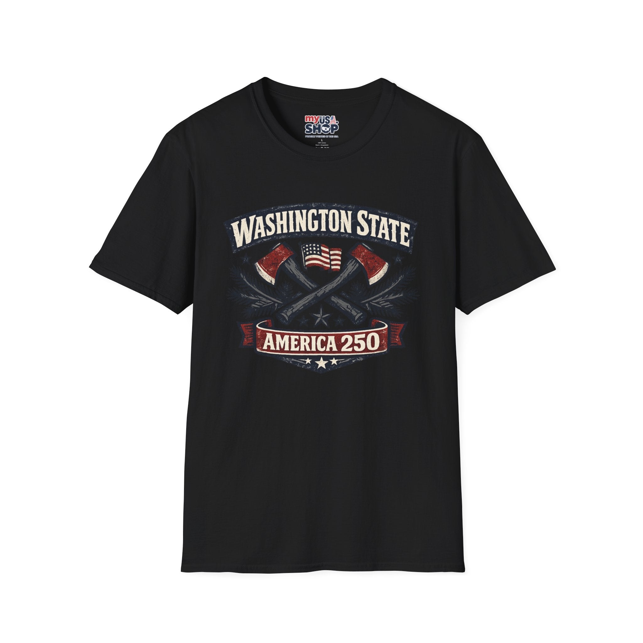 America 250 Washington State T-Shirt —  Axes Retro Graphic Tee