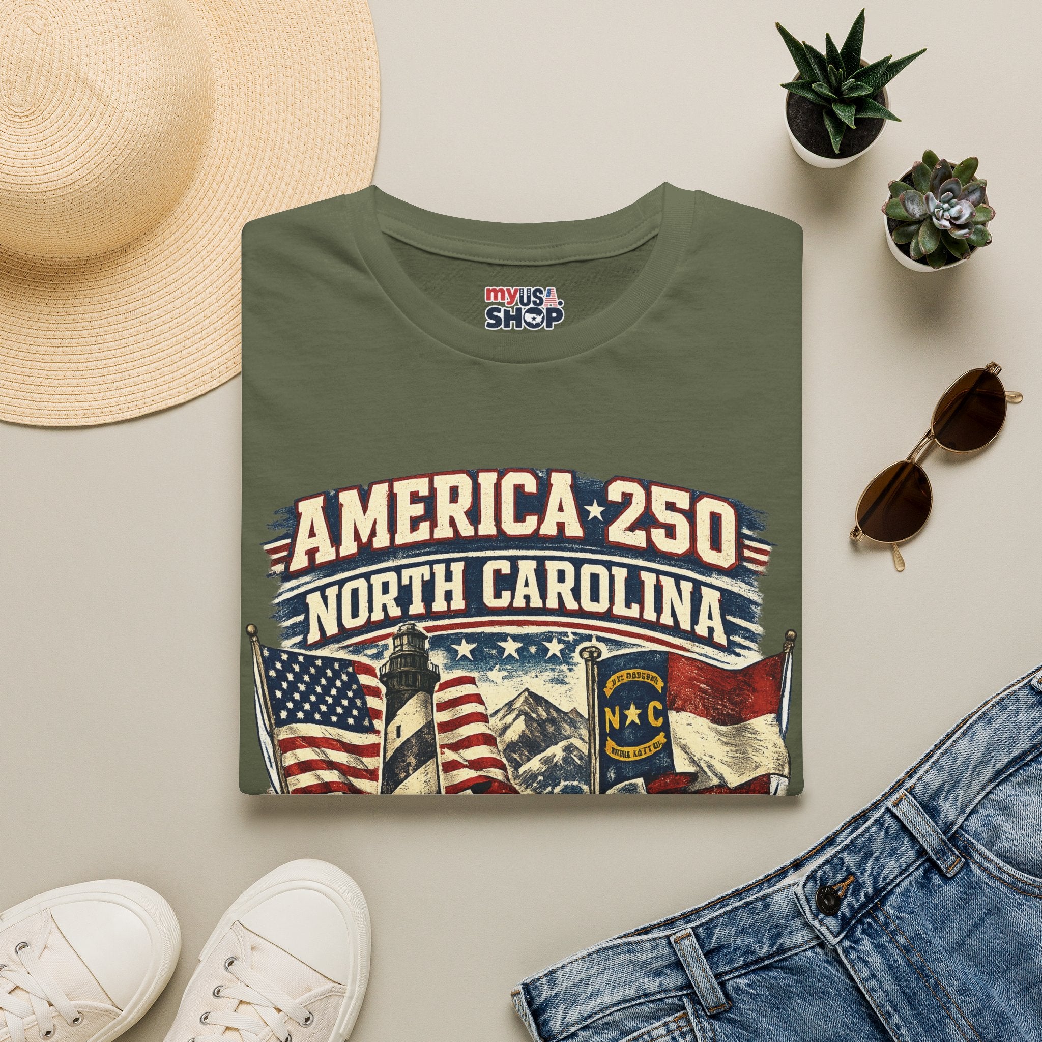 America 250 North Carolina T-Shirt — 1776–2026 Patriotic State Pride Tee