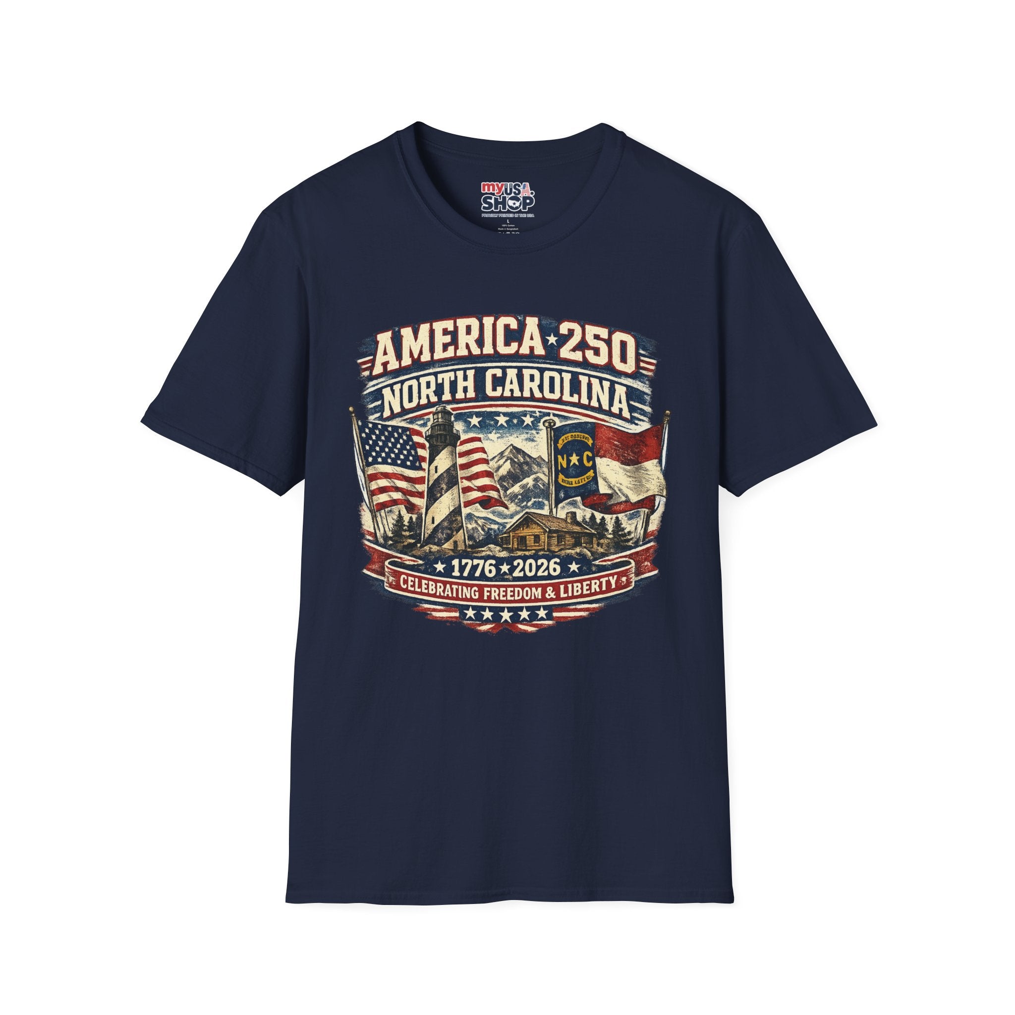 America 250 North Carolina T-Shirt — 1776–2026 Patriotic State Pride Tee
