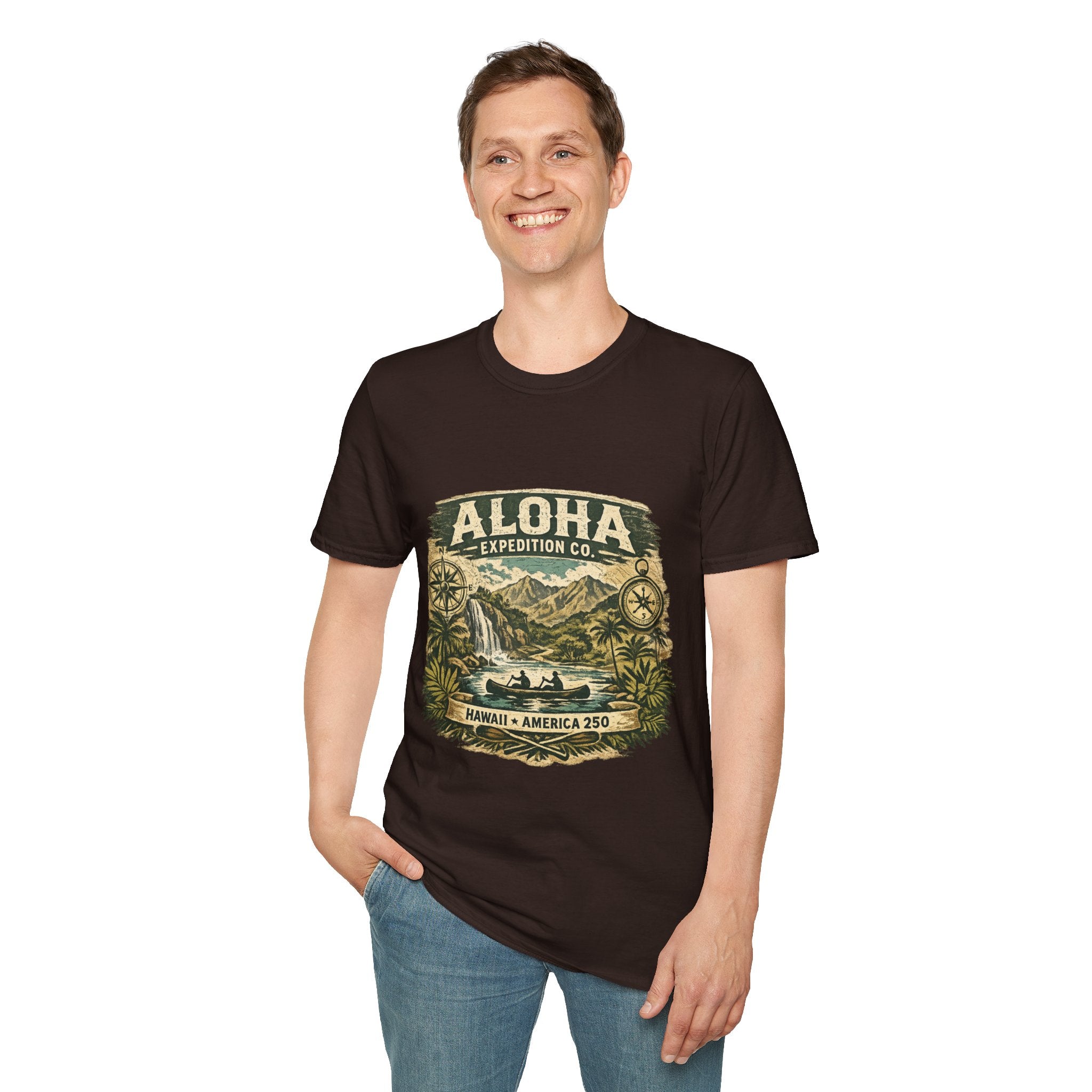 America 250 Hawaii Aloha Expedition T-Shirt — Vintage Hawaiian Adventure Tee