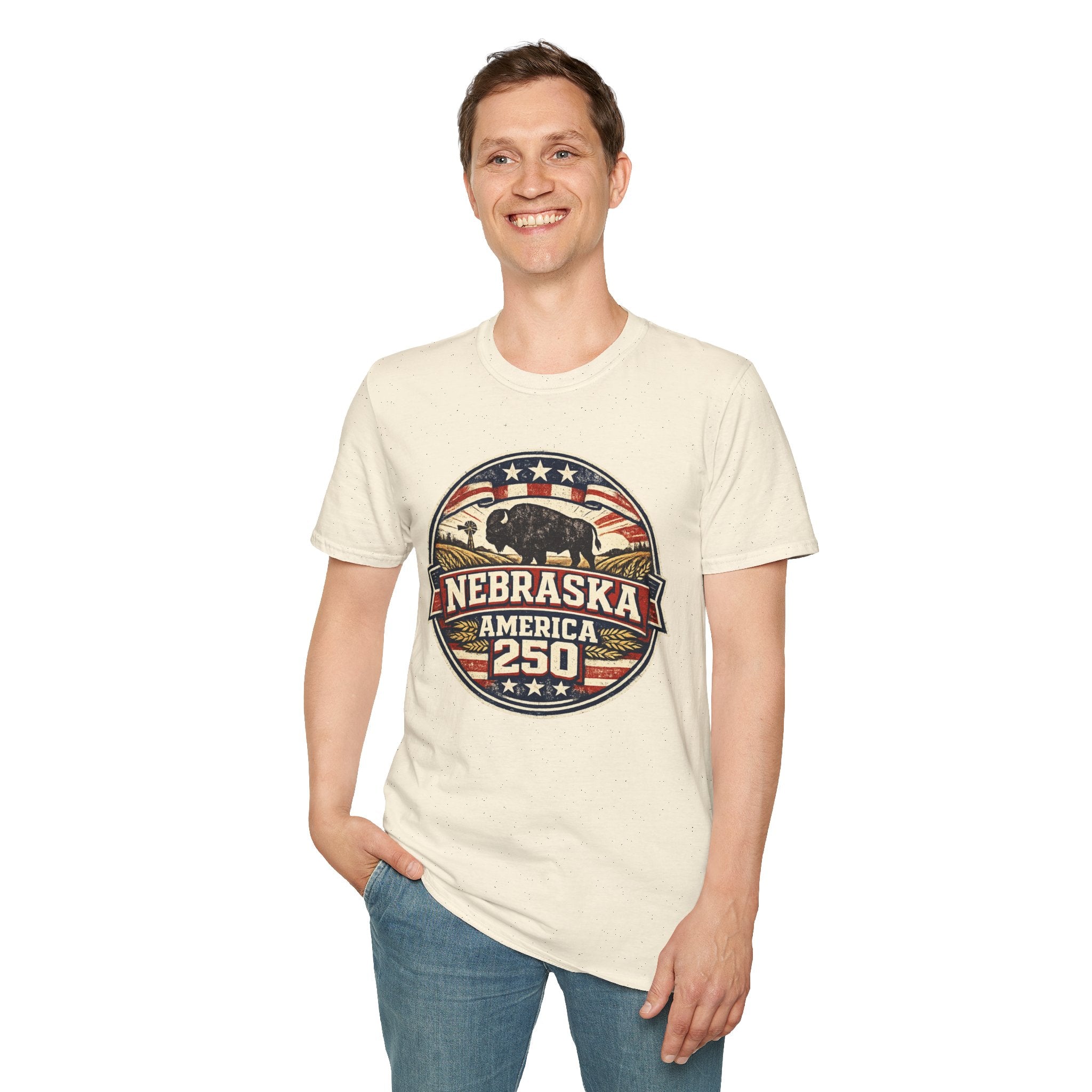 Nebraska Buffalo Retro T-Shirt — America 250 Vintage State Pride Tee