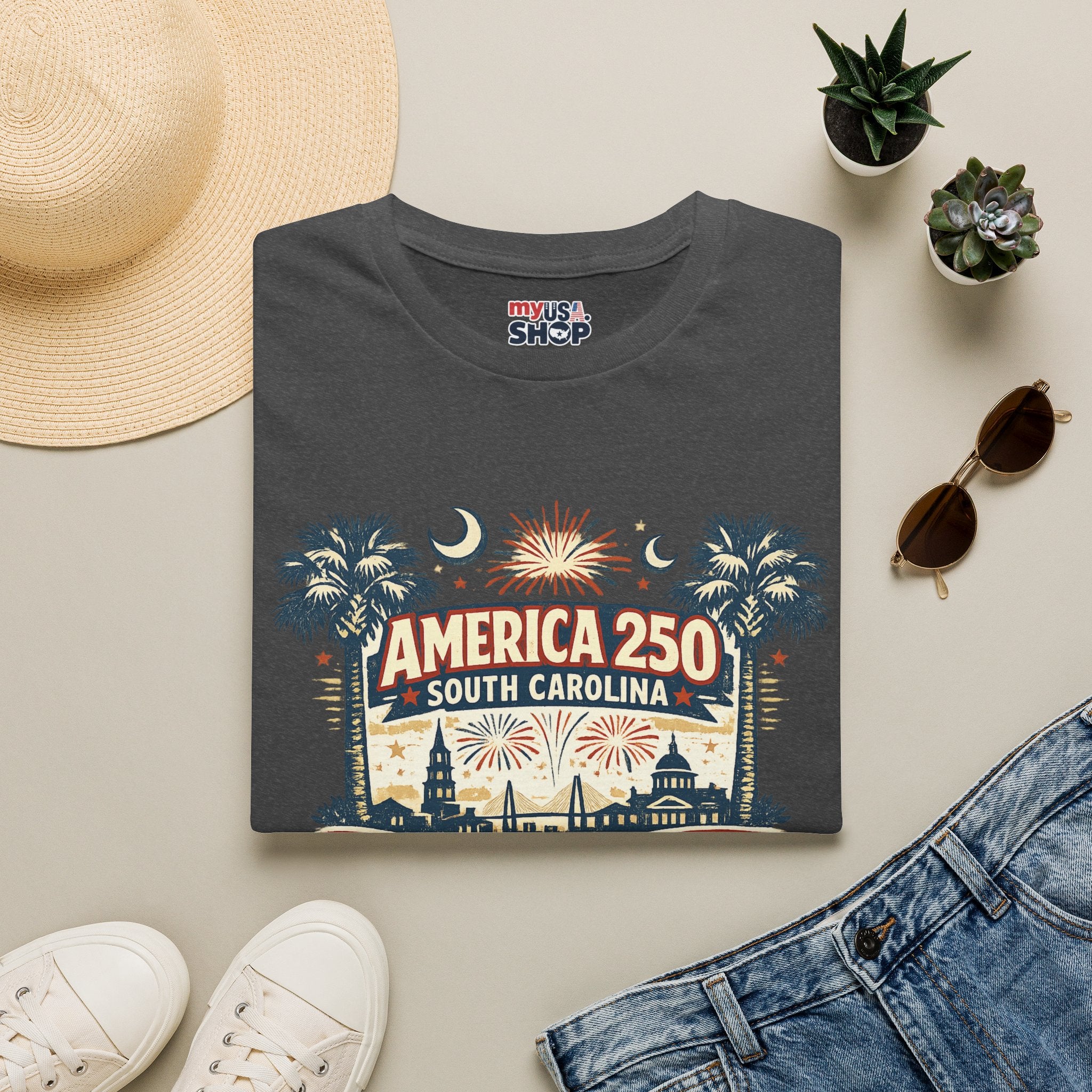 America 250 South Carolina T-Shirt — Palmetto Fireworks Celebration Tee