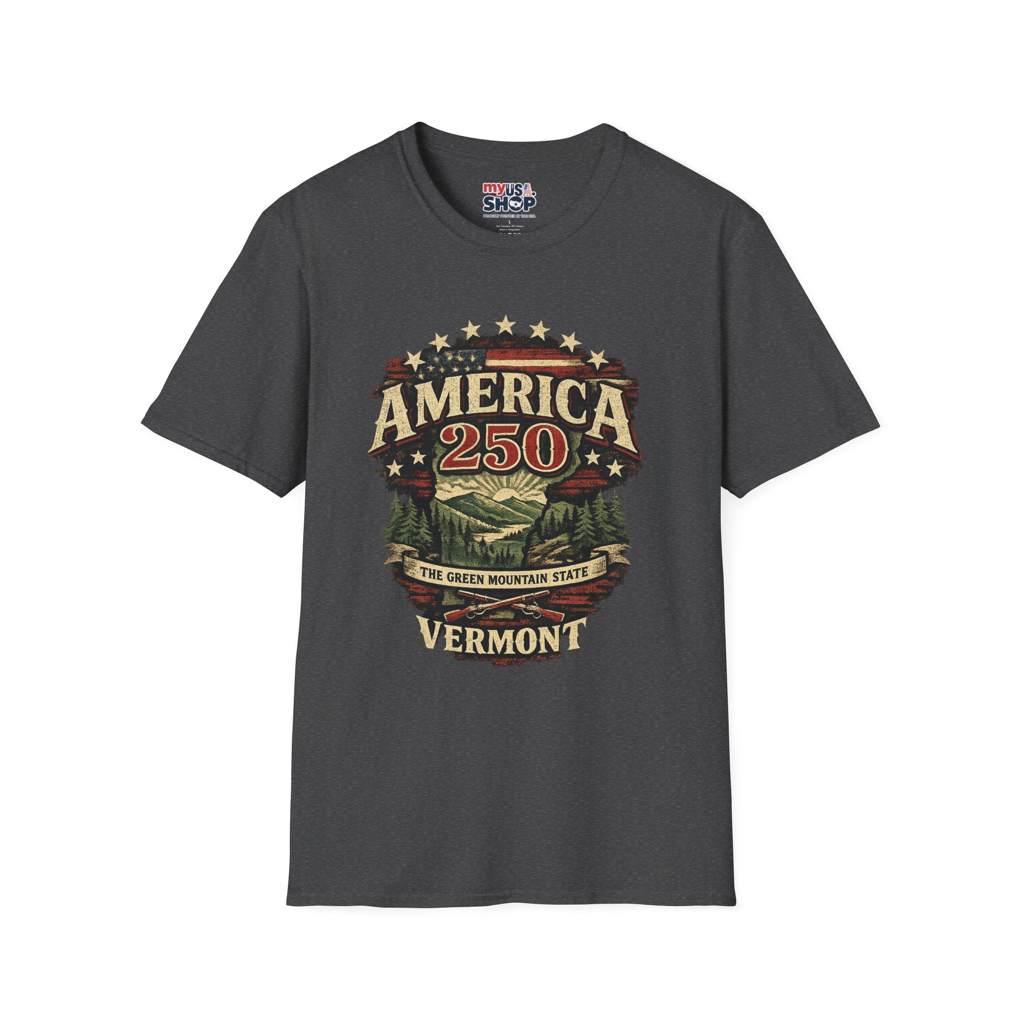 America 250 – Vermont “The Green Mountain State” Vintage Tee Design